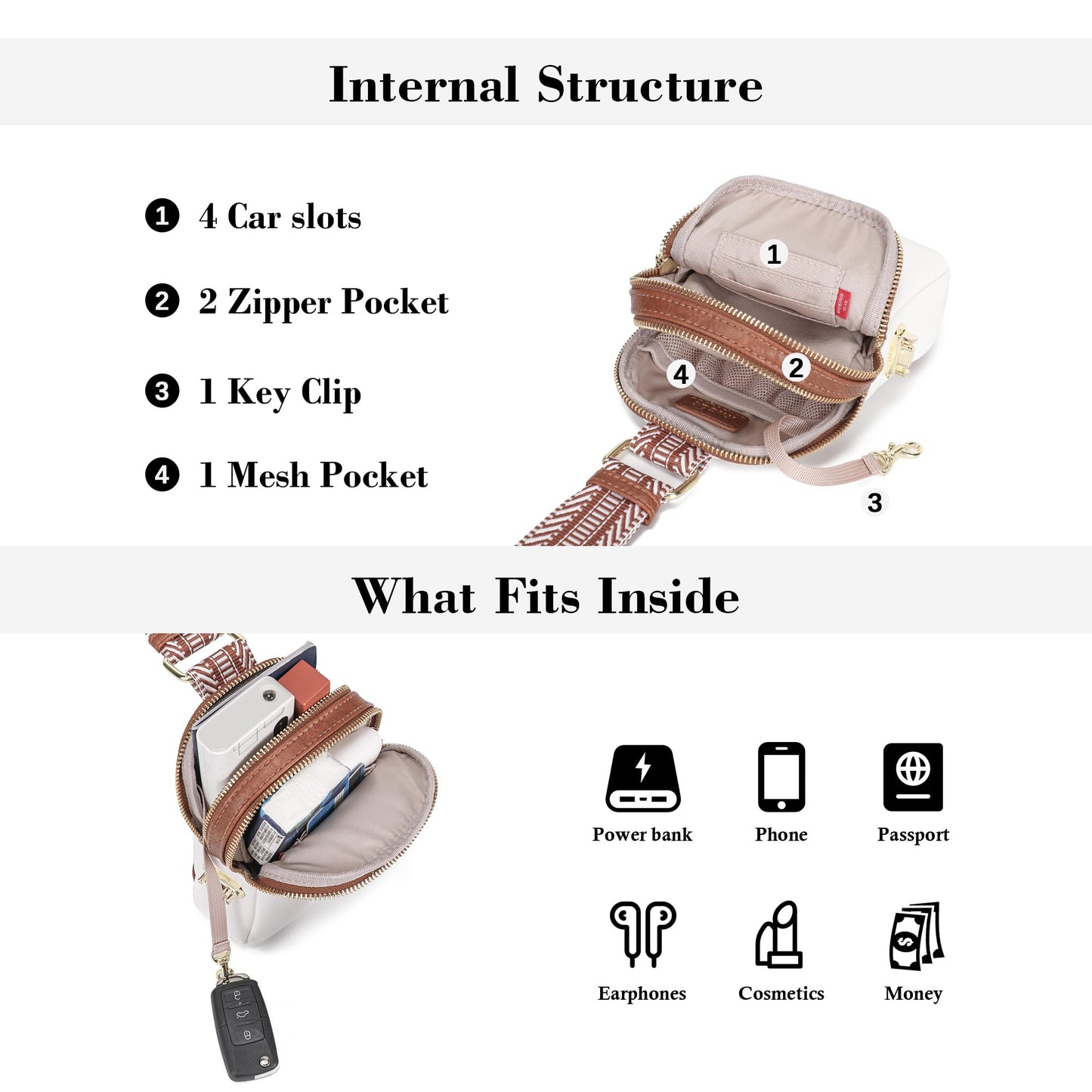INICAT Anti Theft Crossbody Bag for Women, Small RFID Blocking Sling Purse with Zipper Lock for Travel, Vegan Leather