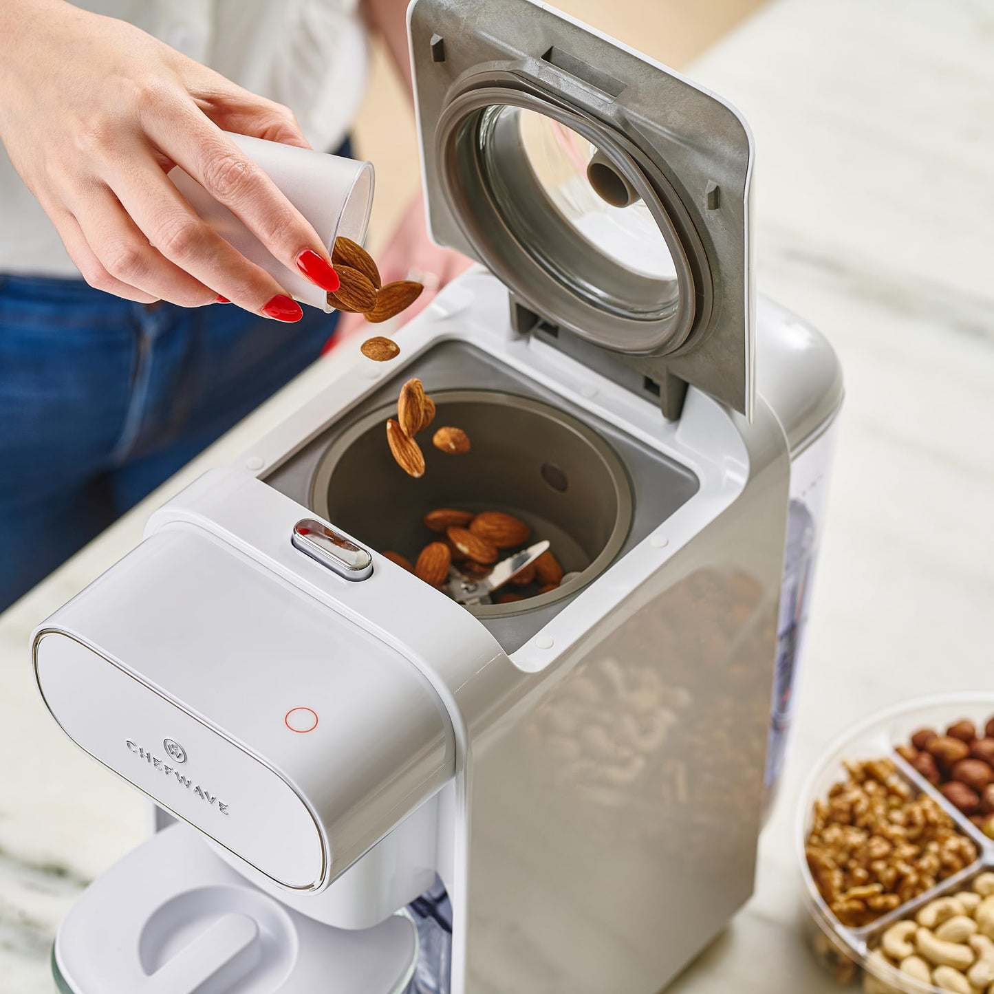 ChefWave Milkmade Plant-Based Milk Maker, 6-in-1 Nut Milk Machine for Almond, Oat, Soy, Cashew, Coconut & Macadamia — 1000W, No Soaking, Auto Self-Clean, Delay Start, Glass Pitcher Included (White)