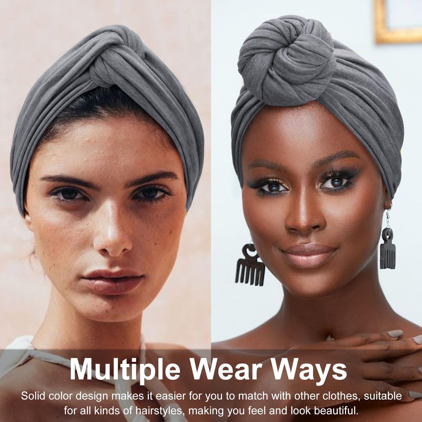 DRESHOW African Turban for Women Knotted Hairwraps for Sleeping Turban Headwraps Head Warmer Scarf for Black Women Chemo Cap