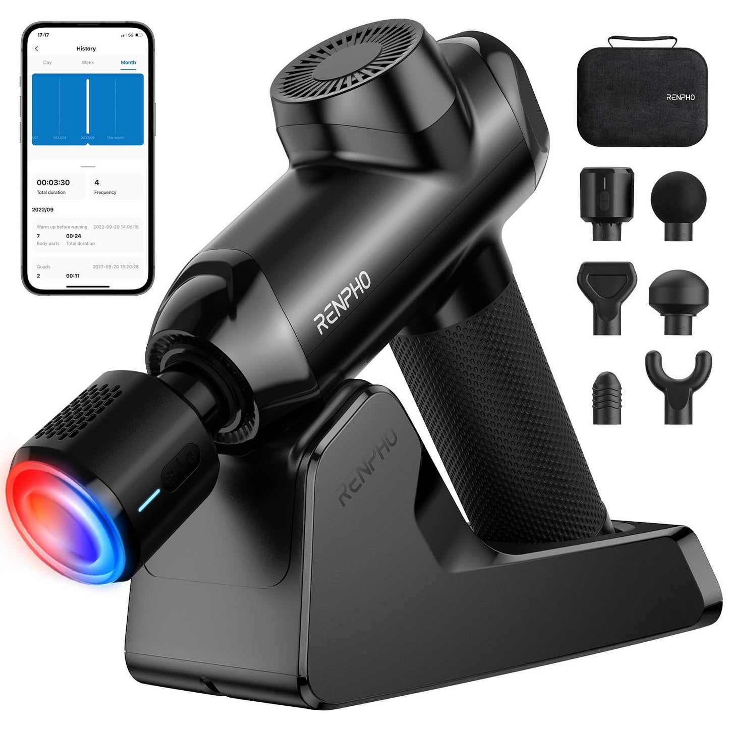 RENPHO Active Thermacool 2 Massage Gun with Heat and Cold, [2026 Upgraded] Handheld Percussion Deep Tissue Neck Back Muscle Massager, FSA Approved Gifts for Men Him Athletes Women Her HSA
