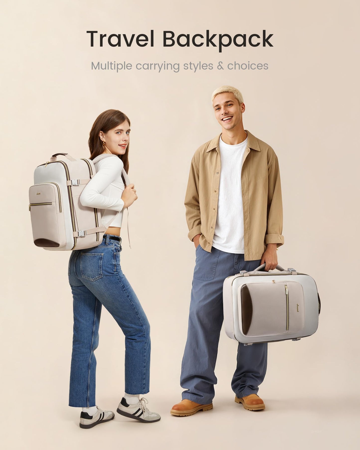 LOVEVOOK 40L Travel Backpack for Women & Men, Airline Approved Carry On Luggage with 3 Packing Cubes, TSA Overnight Bags, Waterproof Personal Item Bag, Weekender Essentials Backpacks fits 17" Laptop