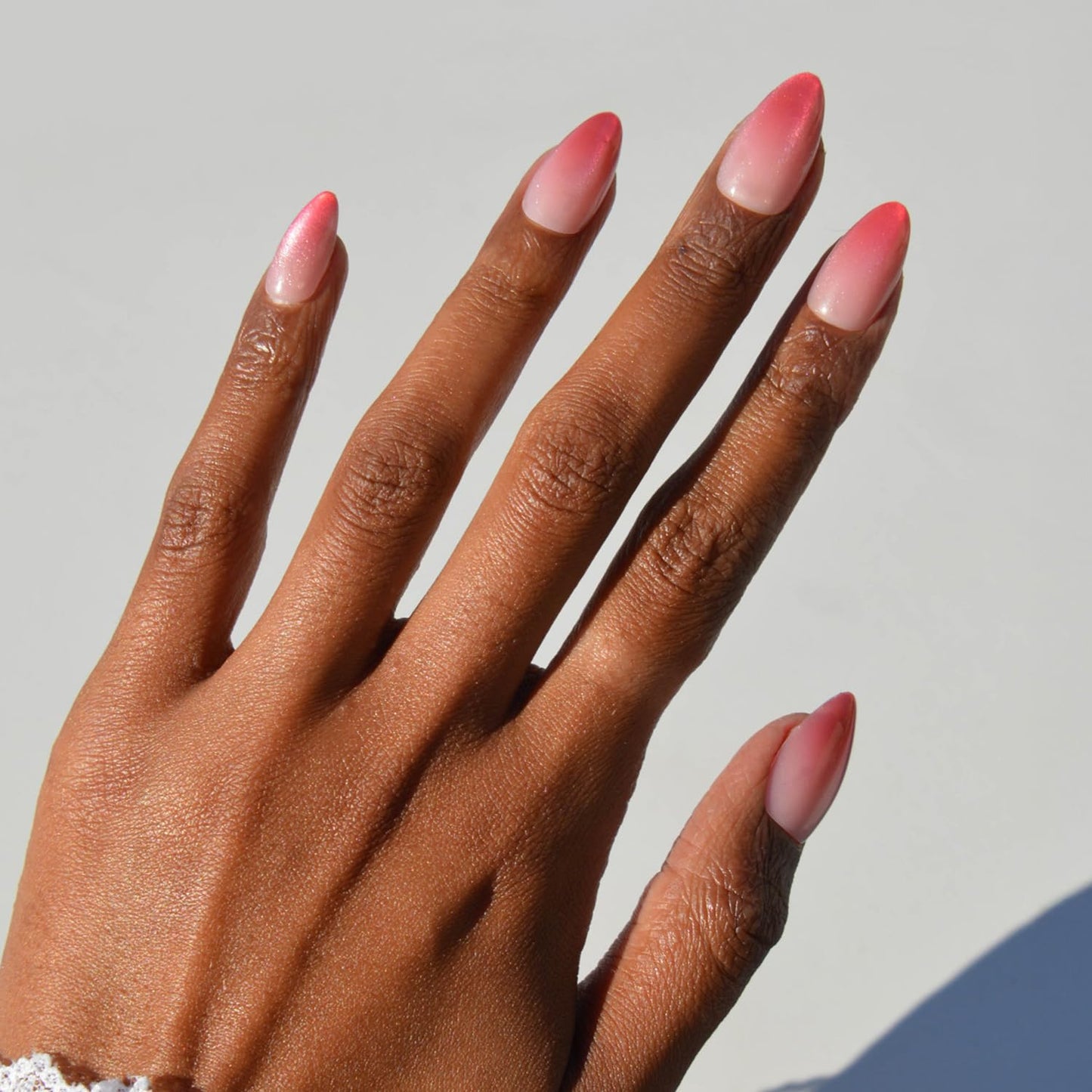 Glamnetic Press On Nails - All Time Love Spring Nails | Glossy, Semi-Transparent, Short Almond French Tip Fake Nails with Leaf Accents, Salon Quality | 15 Sizes - 30 Nail Kit with Glue