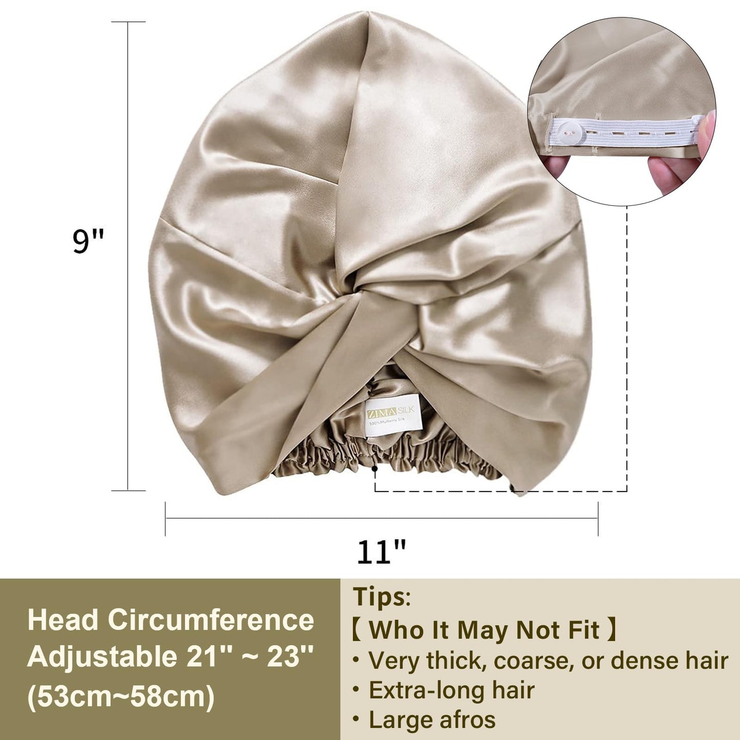 ZIMASILK 22 Momme 100% Mulberry Silk Bonnet for Sleeping & Women Hair Care, Highest Grade 6A Silk Hair wrap for Sleeping with Premium Elastic Stay On Head (1Pc, Pink)