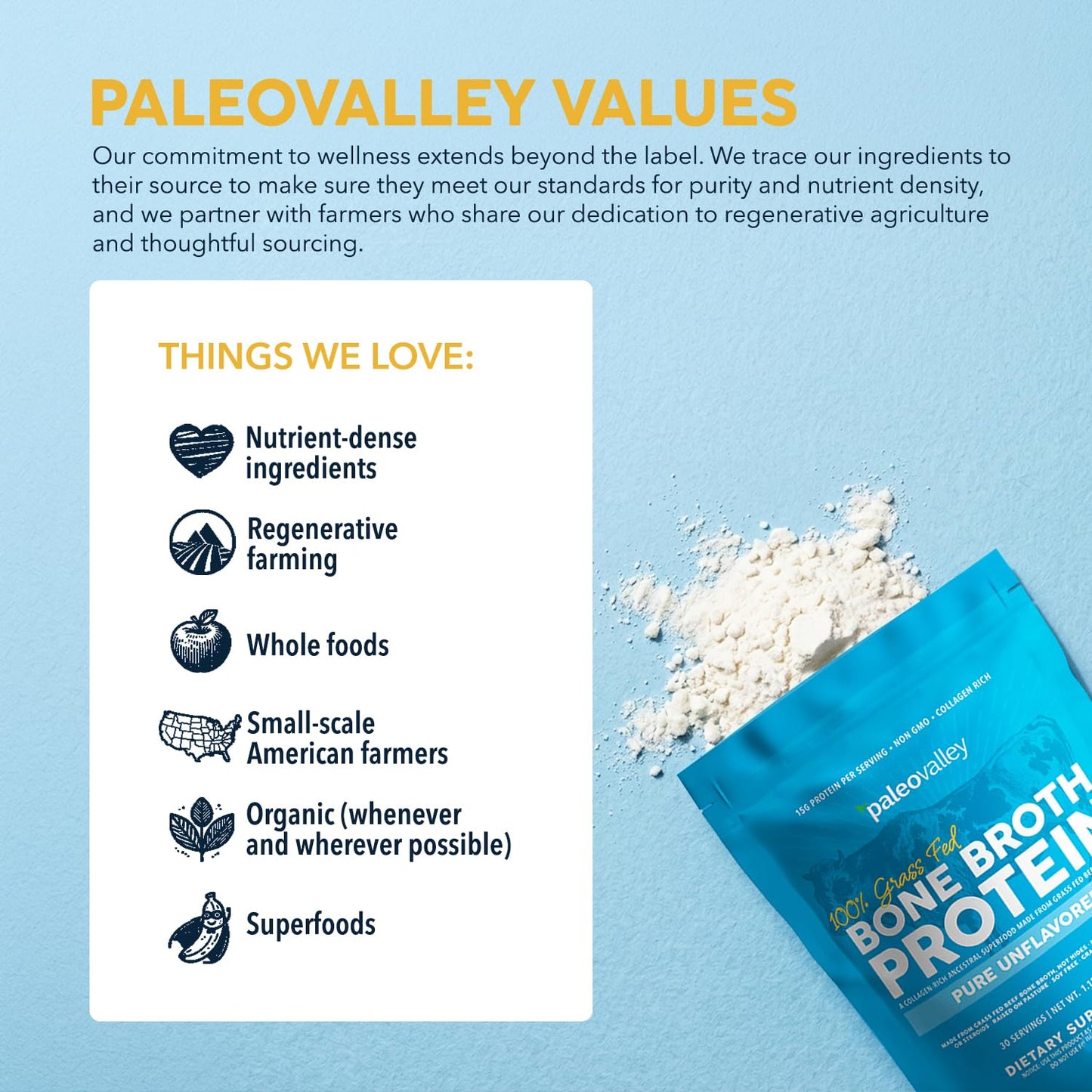 Paleovalley 100% Grass Fed Beef Bone Broth Protein Powder - Rich in Collagen Peptides for Hair, Skin, Gut Health, Bone and Joint Support - 13g Protein Per Serving - No Gluten or GMOs - Chocolate