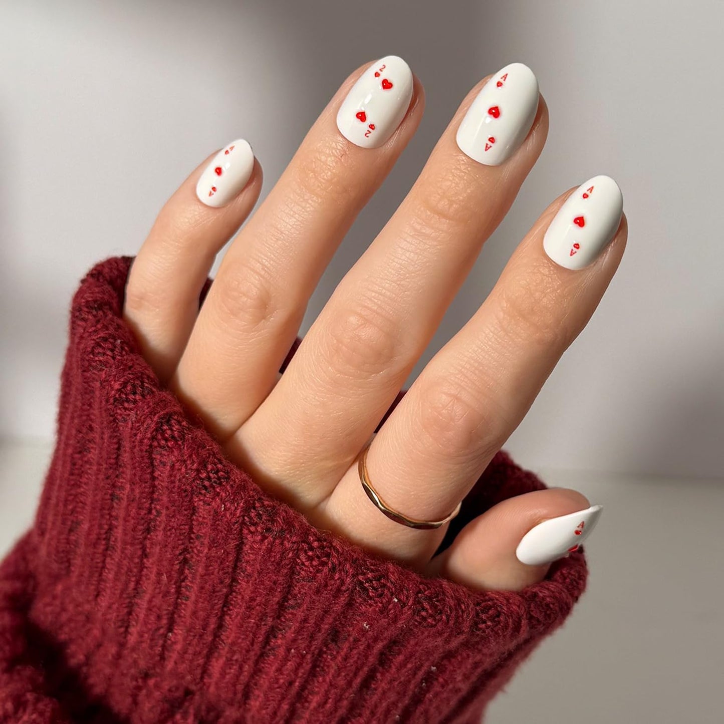 Glamnetic Press On Nails - All Time Love Spring Nails | Glossy, Semi-Transparent, Short Almond French Tip Fake Nails with Leaf Accents, Salon Quality | 15 Sizes - 30 Nail Kit with Glue