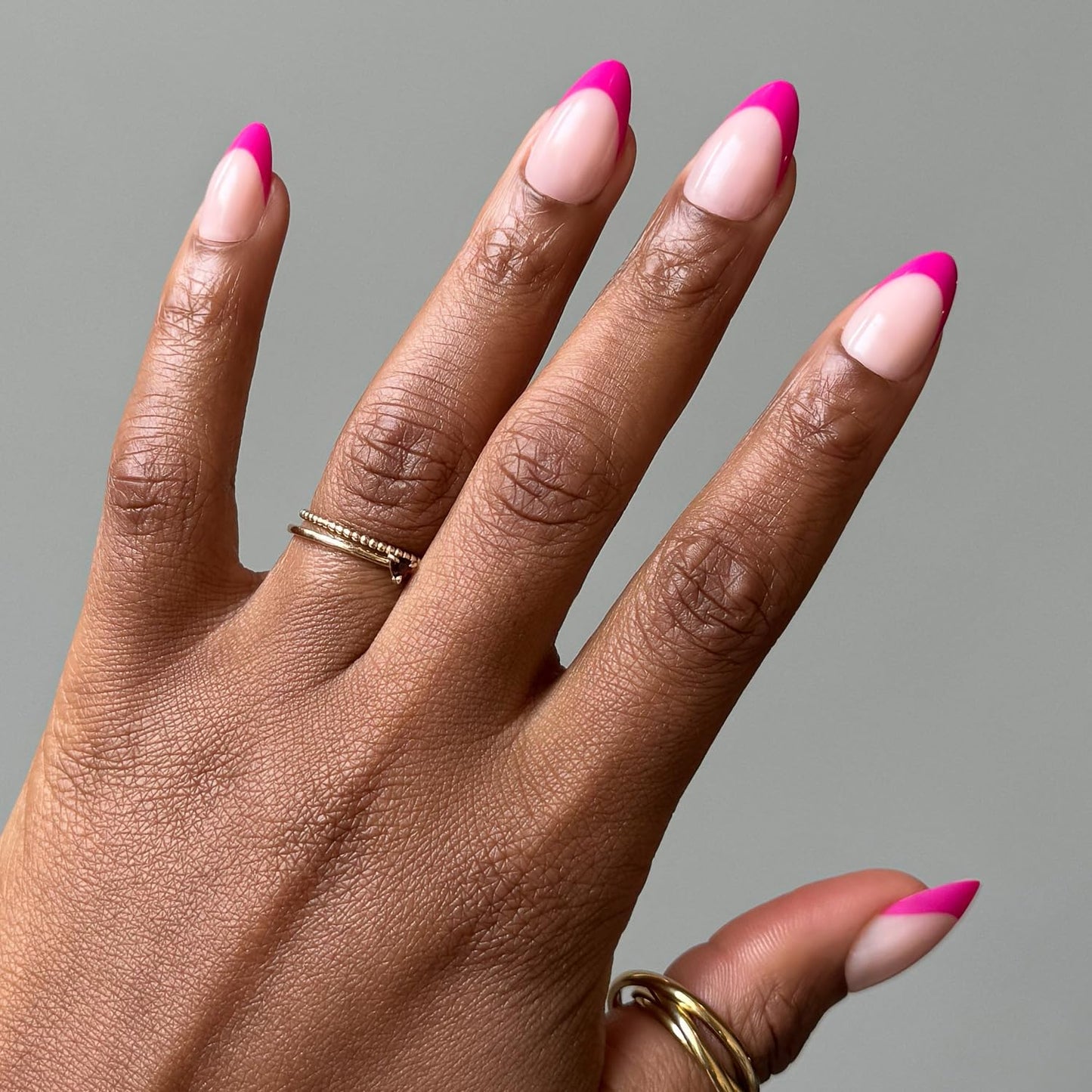 Glamnetic Press On Nails - All Time Love Spring Nails | Glossy, Semi-Transparent, Short Almond French Tip Fake Nails with Leaf Accents, Salon Quality | 15 Sizes - 30 Nail Kit with Glue