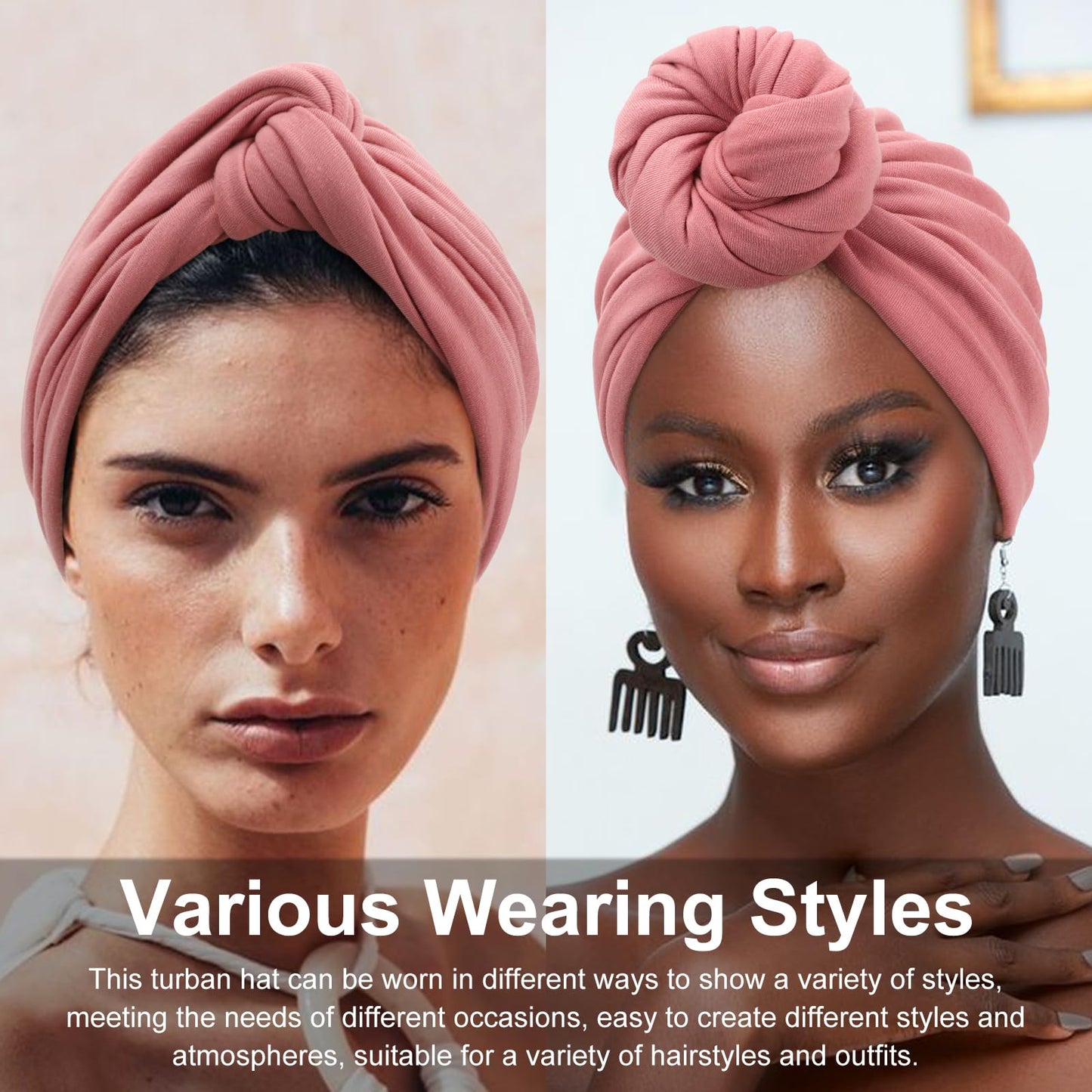 DRESHOW African Turban for Women Knotted Hairwraps for Sleeping Turban Headwraps Head Warmer Scarf for Black Women Chemo Cap