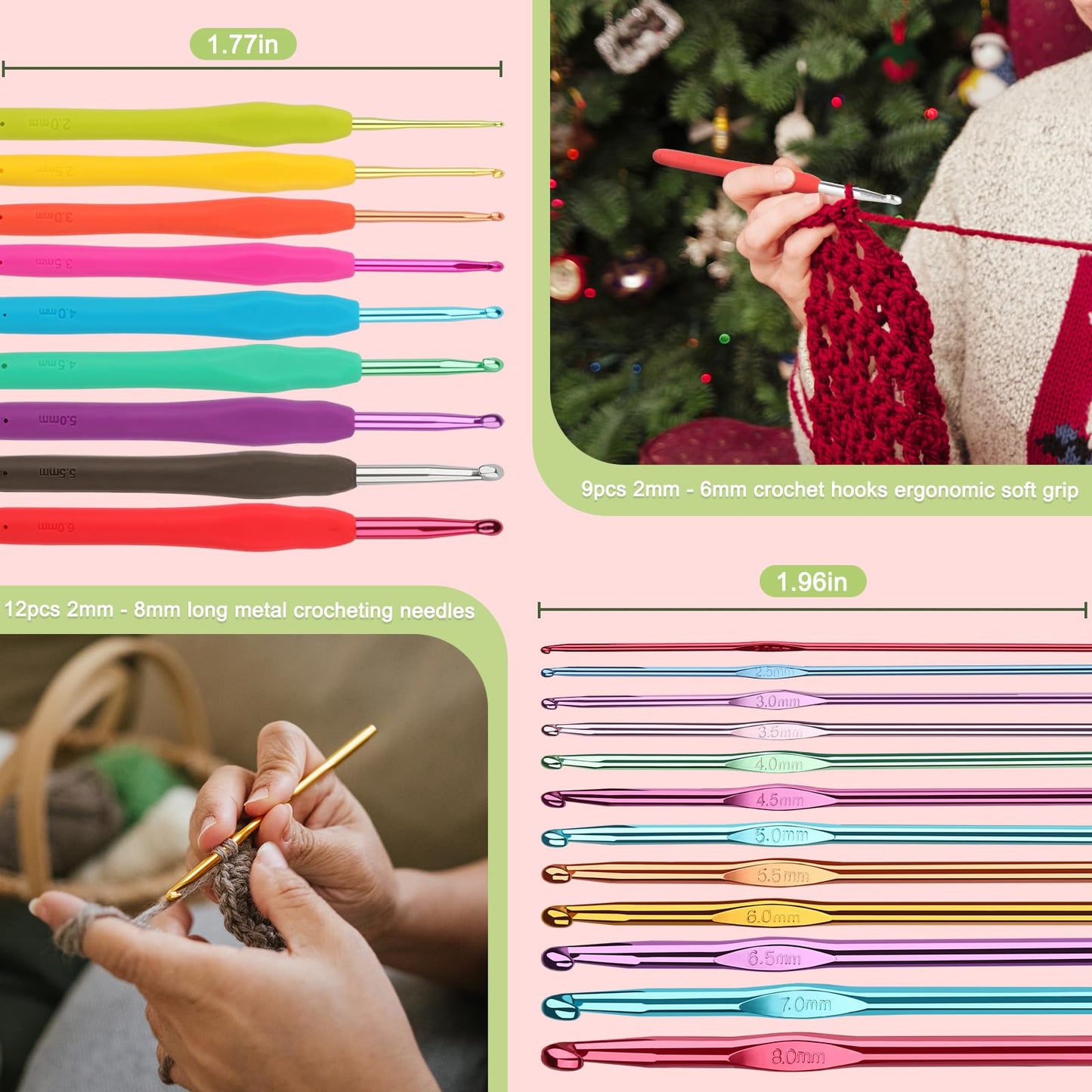 Katech Crochet Kit for Beginners, Beginner Crochet Kit for Adults-Crochet Kits Includes Crochet Hooks Knitting Bag Crochet Yarn for Crocheting Instruction Knitting Kit Crochet Supplies Gift