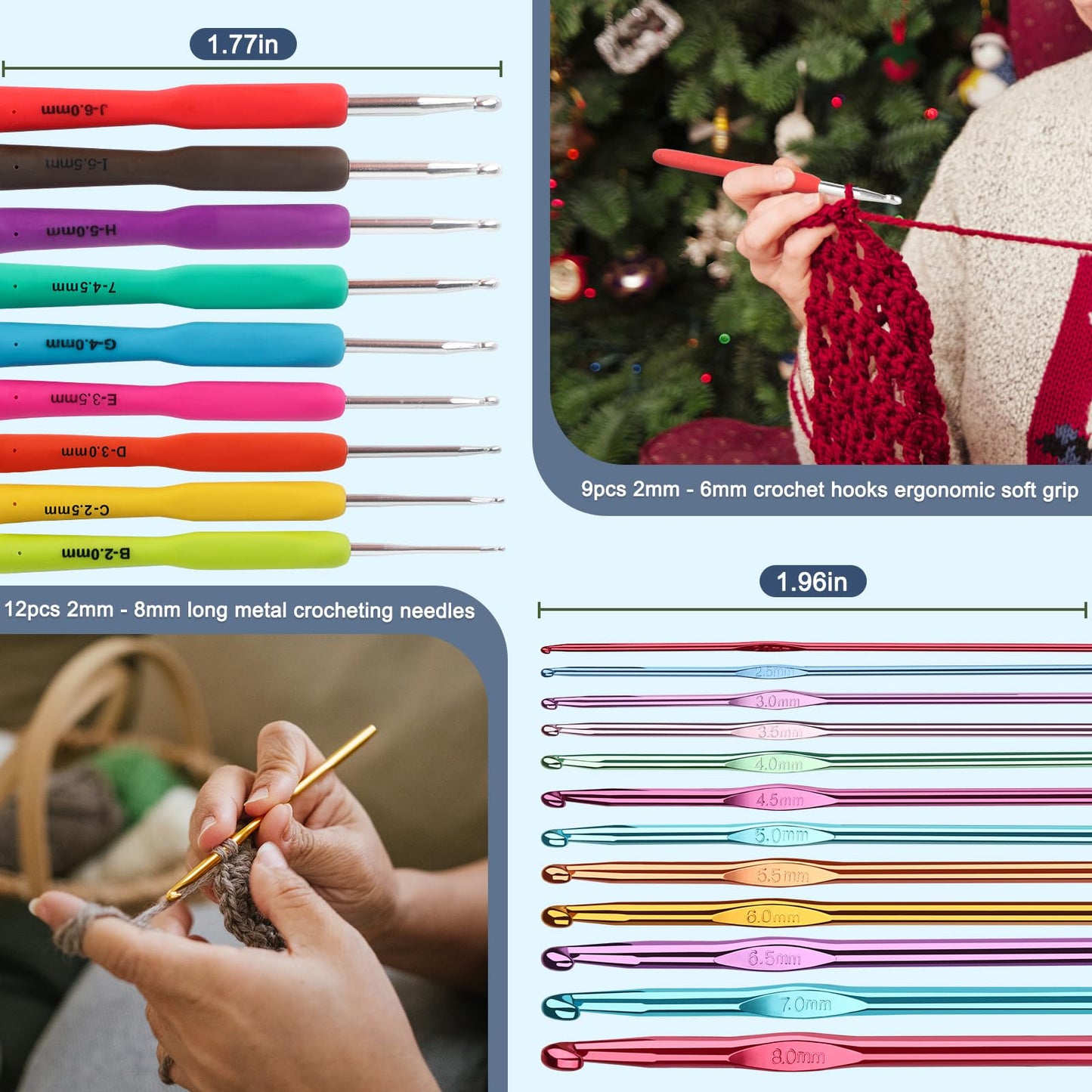 Katech Crochet Kit for Beginners, Beginner Crochet Kit for Adults-Crochet Kits Includes Crochet Hooks Knitting Bag Crochet Yarn for Crocheting Instruction Knitting Kit Crochet Supplies Gift