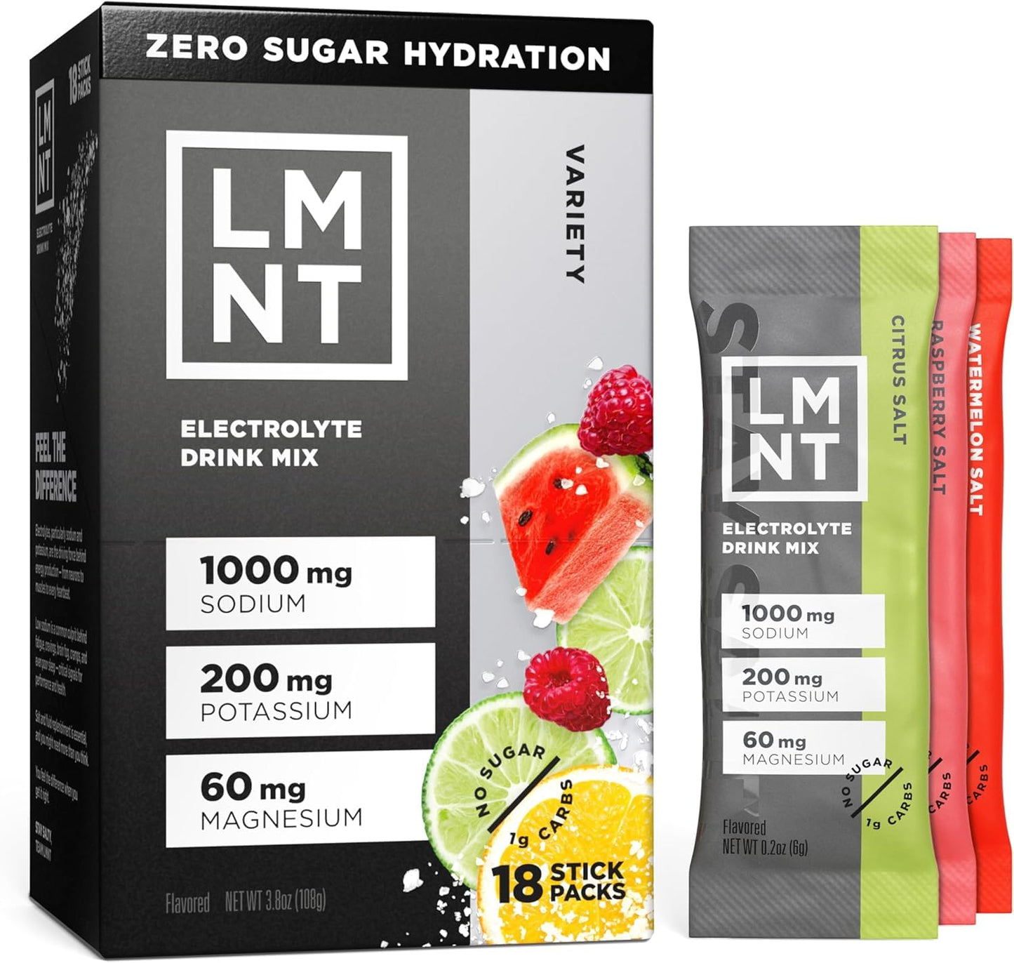 LMNT Zero Sugar Electrolytes - Raspberry Salt | Drink Mix | 30-Count