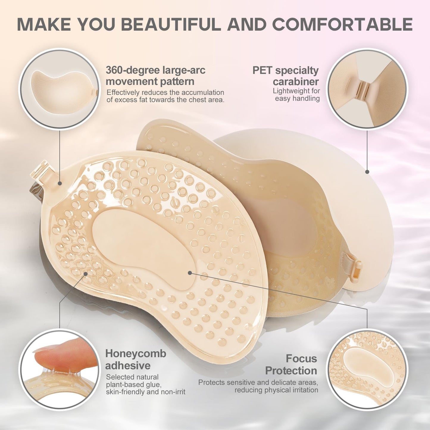 Cmojsk Strapless Sticky Push-Up Bra for Women,Adhesive Invisible Backless Nipple Covers