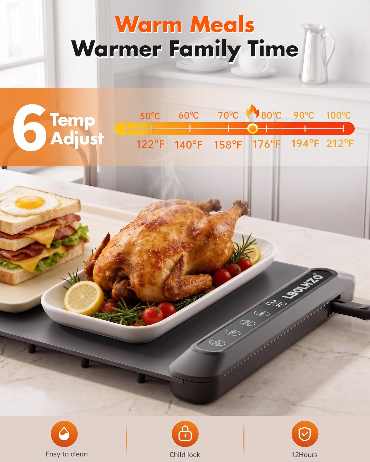 Warming Mat For Food Extra Long 43"x12" 600W Food Warming Mat Heat Resistant Pad,Chafing Dishes for Buffet 6 Temp 12 Hours,Child Lock,Food Warmers for Parties Buffet for Catering Gatherings
