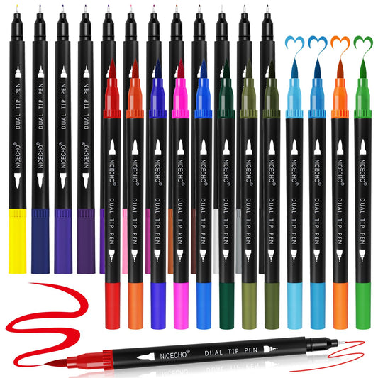Nicecho 72 Colors Dual Tip Art Markers Pens for Adult Coloring Books, Brush and Fine Tip Coloring Marker for Drawing Journaling Note Taking Lettering
