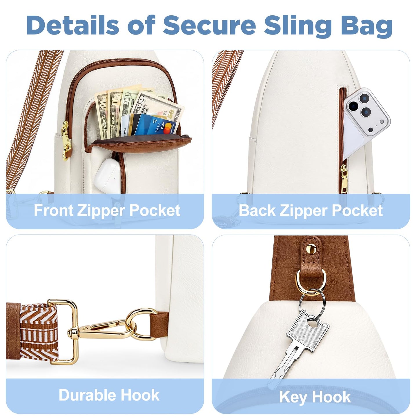 Anti Theft Crossbody Bags for Women RFID Sling Bag, Vegan Leather Cross Body Travel Purse for Women Men