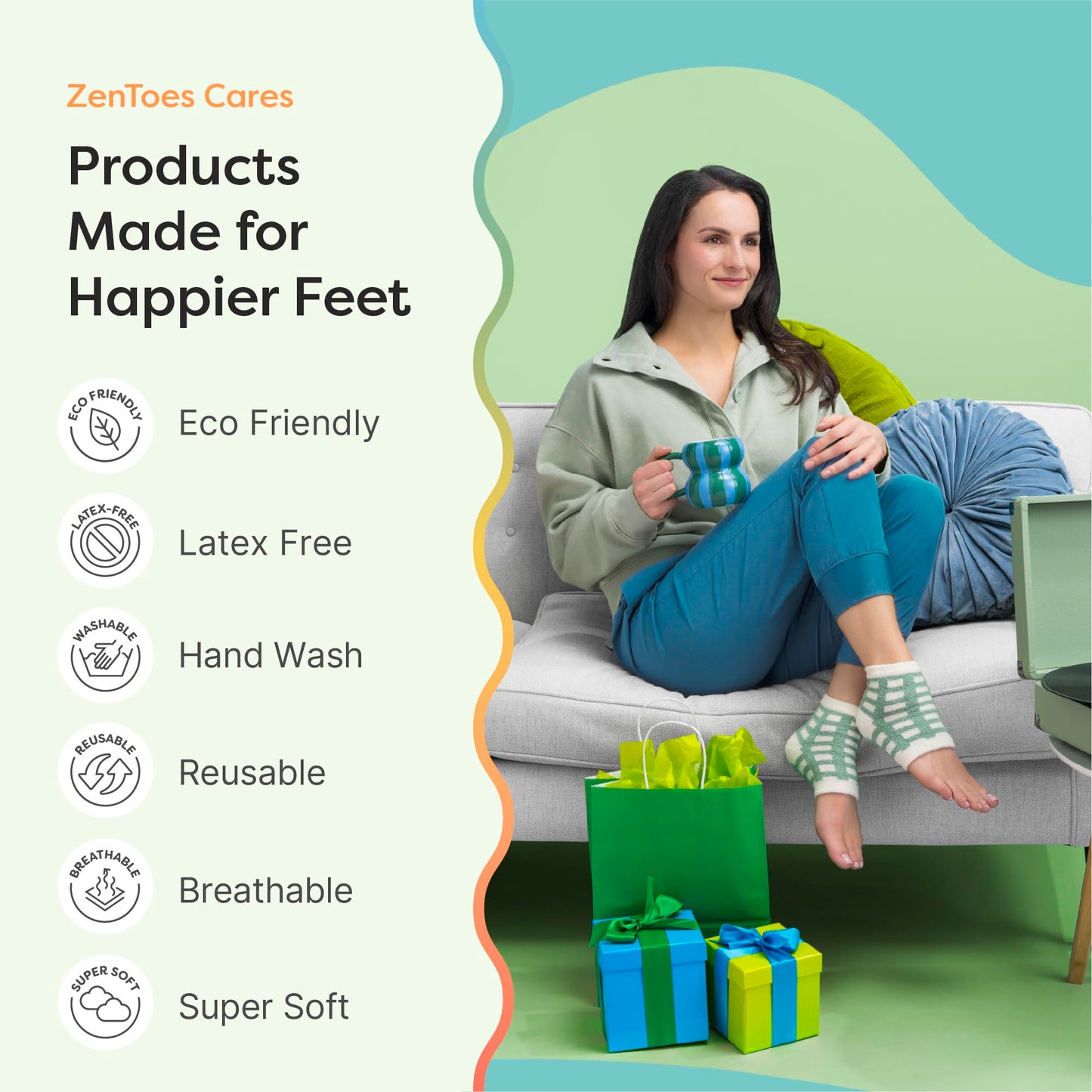 ZenToes Moisturizing Socks for Cracked Heel Treatment, Vitamin E, Olive Oil and Jojoba Oil Infused Heel Socks, Spa Gifts for Women, Relaxation Gifts for Women (Fuzzy Lilac Purple, Regular)