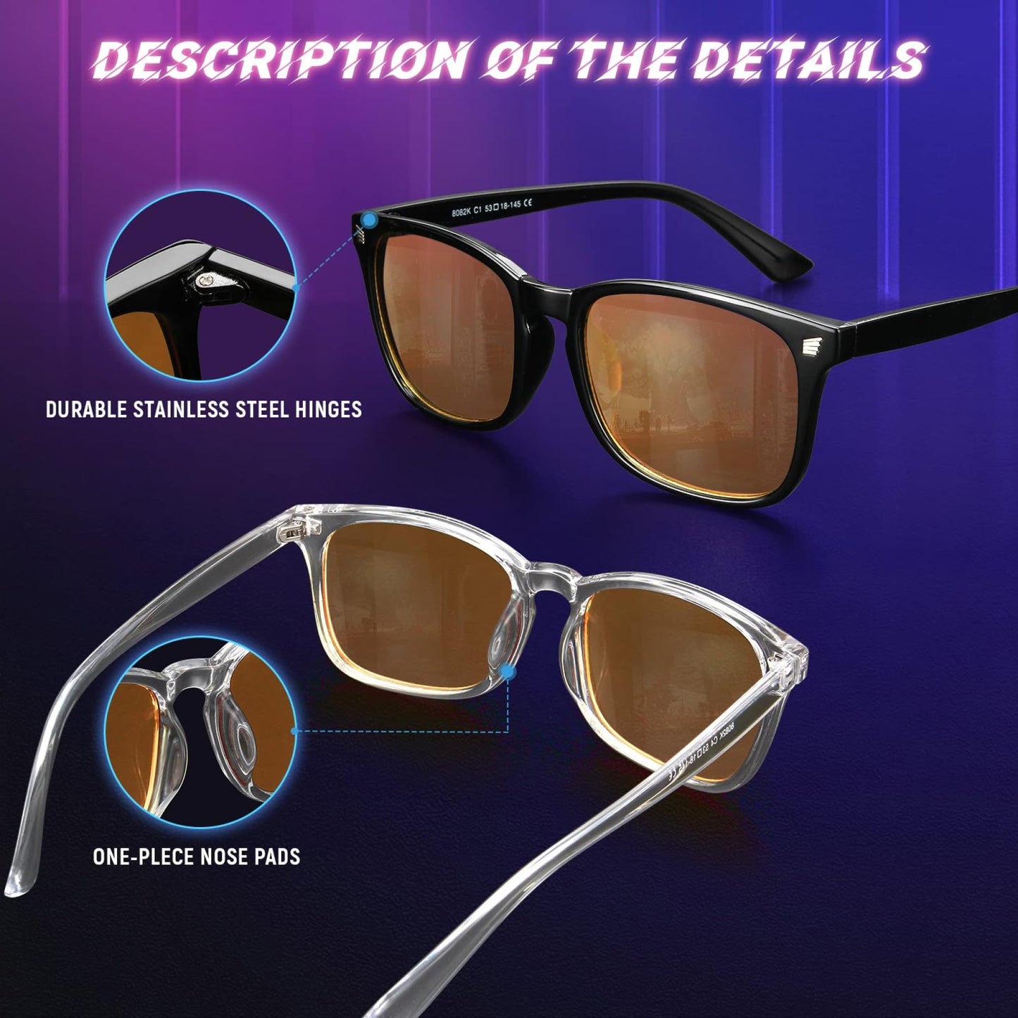 livho High Tech Blue Light Glasses - Advanced Blue Light Blocking Computer Glasses - Screen Fatigue & UV Protection