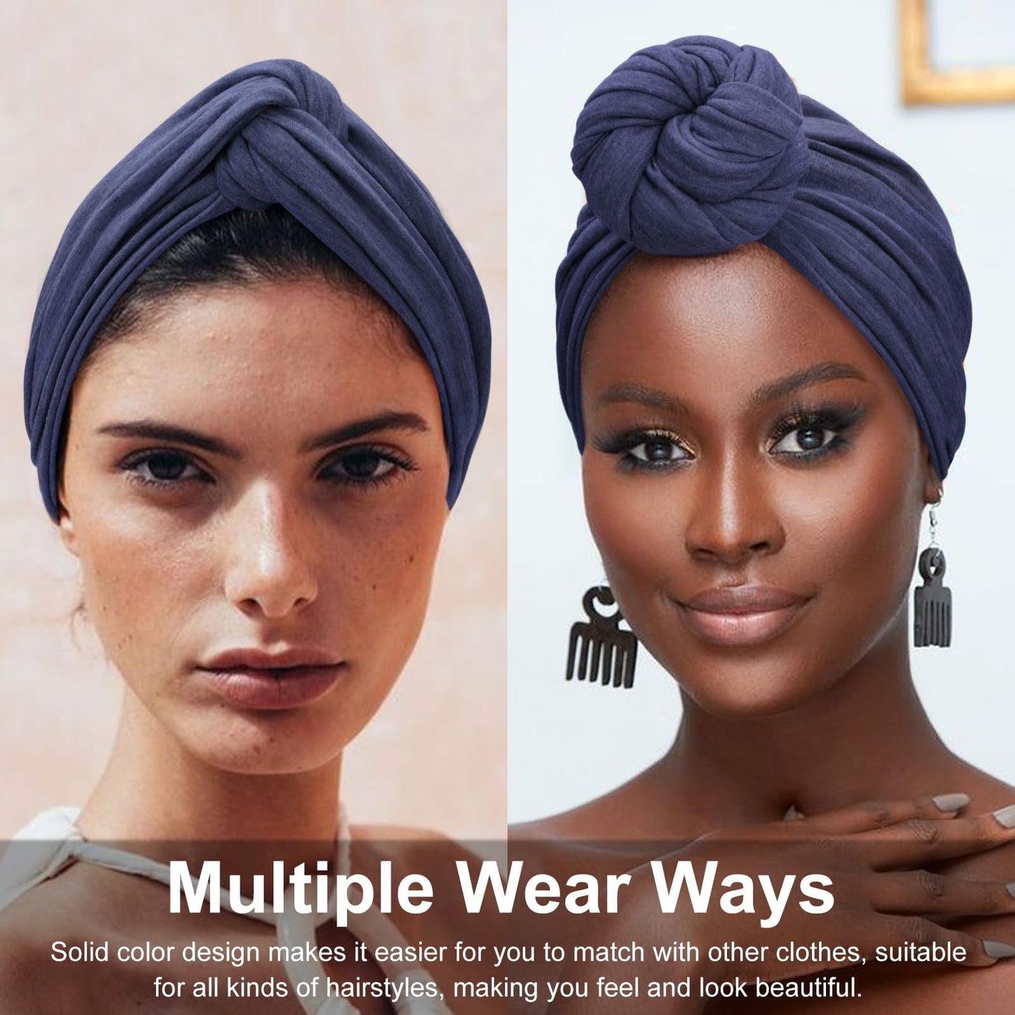DRESHOW African Turban for Women Knotted Hairwraps for Sleeping Turban Headwraps Head Warmer Scarf for Black Women Chemo Cap