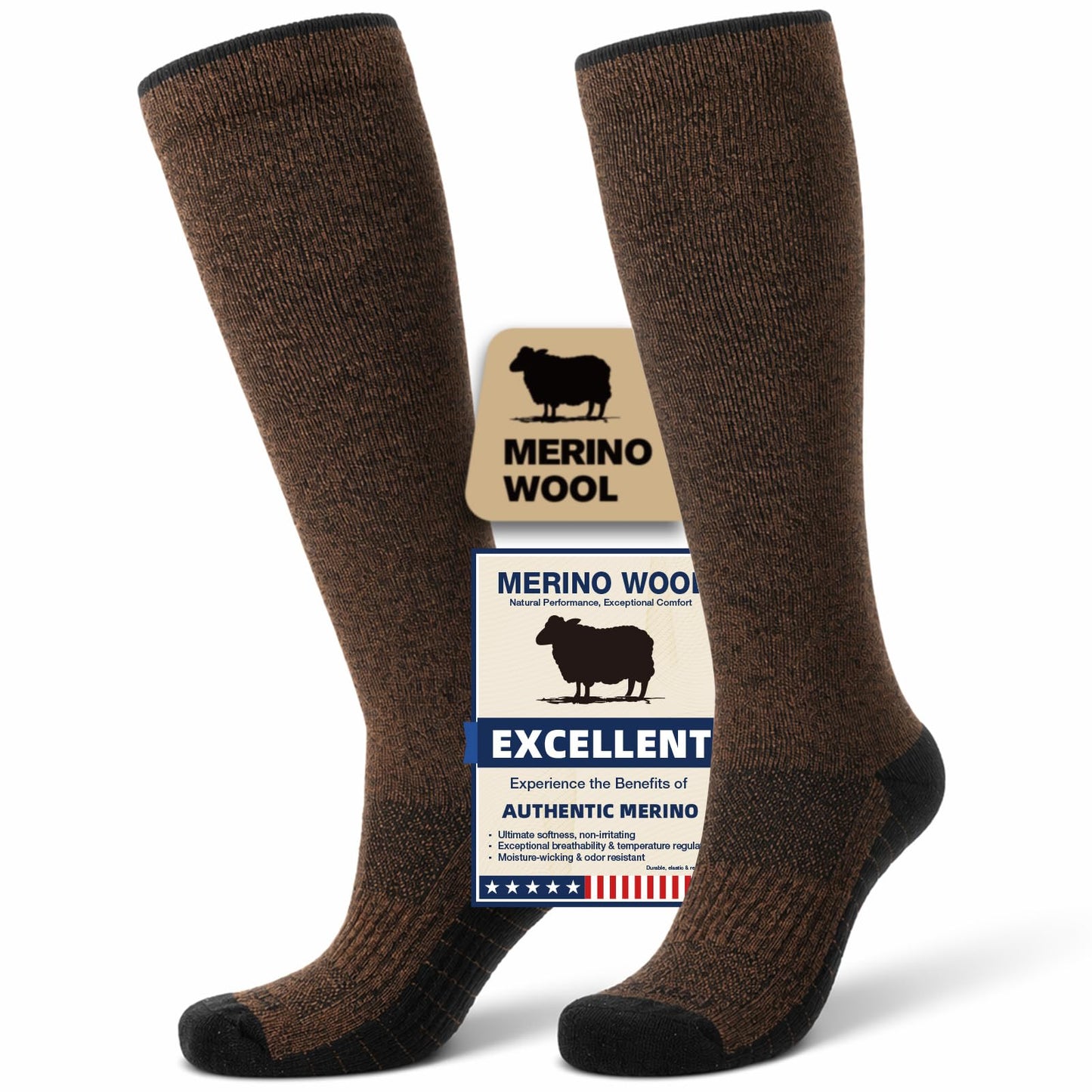 Merino Wool Compression Socks for Women & Men, 20-30 mmHg Knee High Dryarn Socks for Flying, Travel