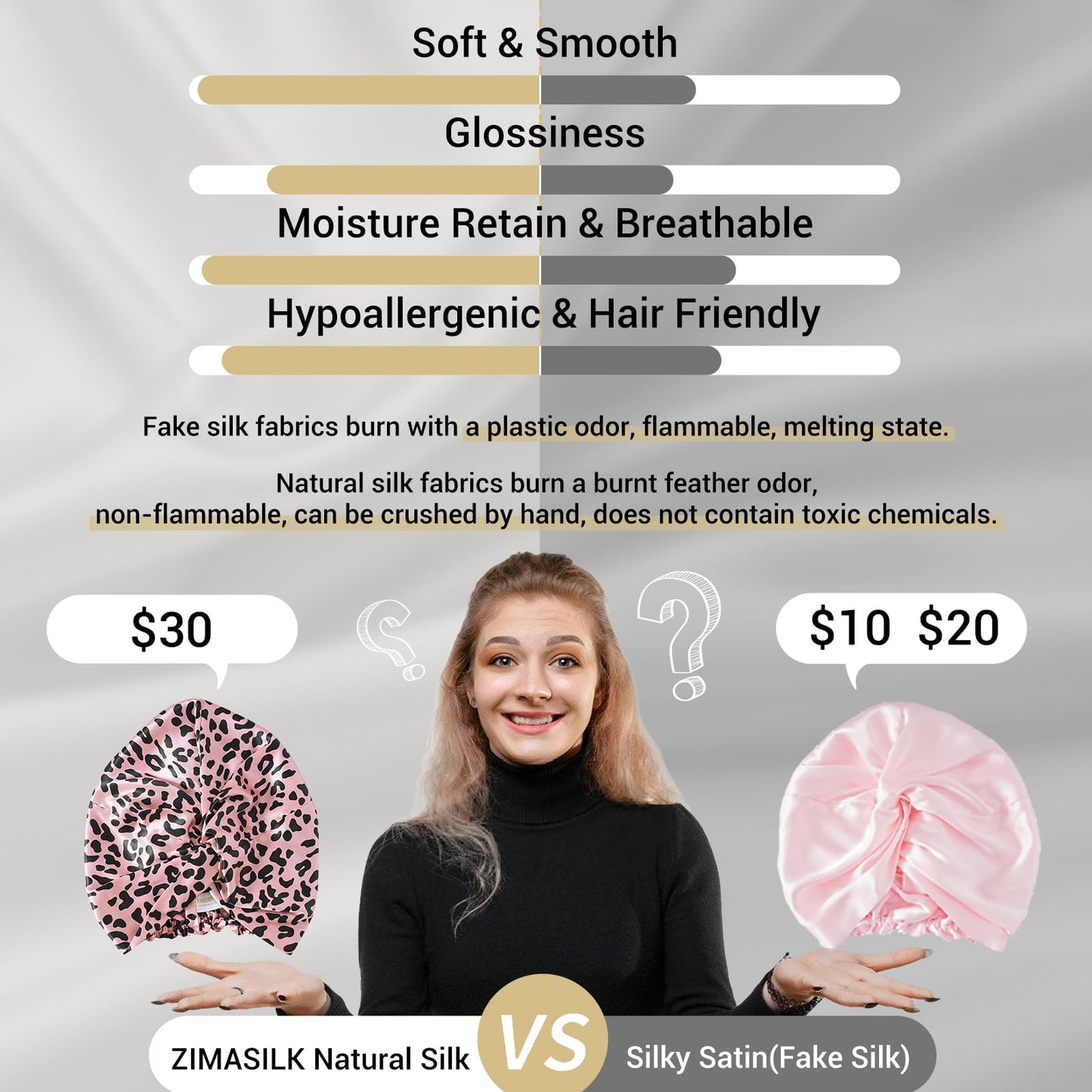 ZIMASILK 22 Momme 100% Mulberry Silk Bonnet for Sleeping & Women Hair Care, Highest Grade 6A Silk Hair wrap for Sleeping with Premium Elastic Stay On Head (1Pc, Pink)