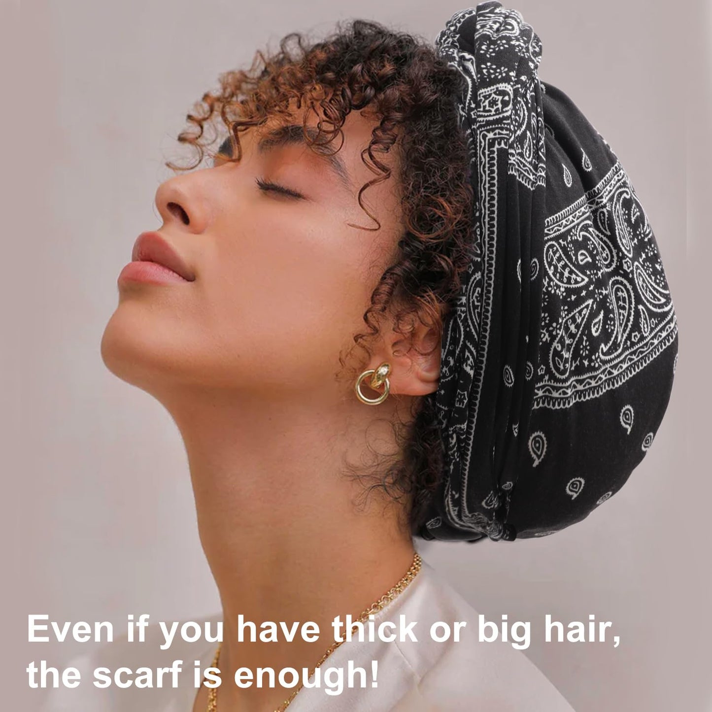 DRESHOW African Turban for Women Knotted Hairwraps for Sleeping Turban Headwraps Head Warmer Scarf for Black Women Chemo Cap
