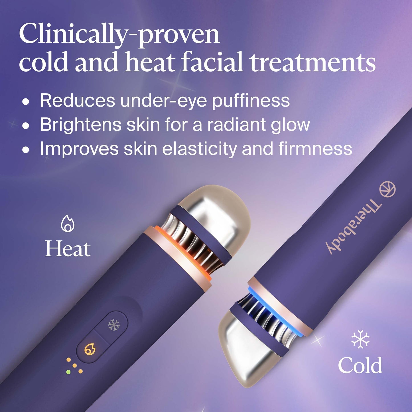 Therabody TheraFace Depuffing Wand – Cold and Heat Skincare Treatment to Depuff and Glow; Beauty Wand, Face Roller and Eye Massager for Eye Puffiness, Dark Circles and Skin Radiance (White)