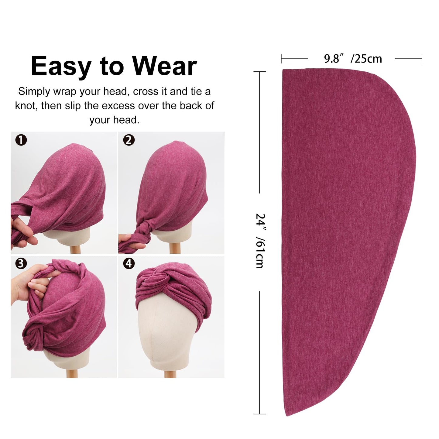 DRESHOW African Turban for Women Knotted Hairwraps for Sleeping Turban Headwraps Head Warmer Scarf for Black Women Chemo Cap