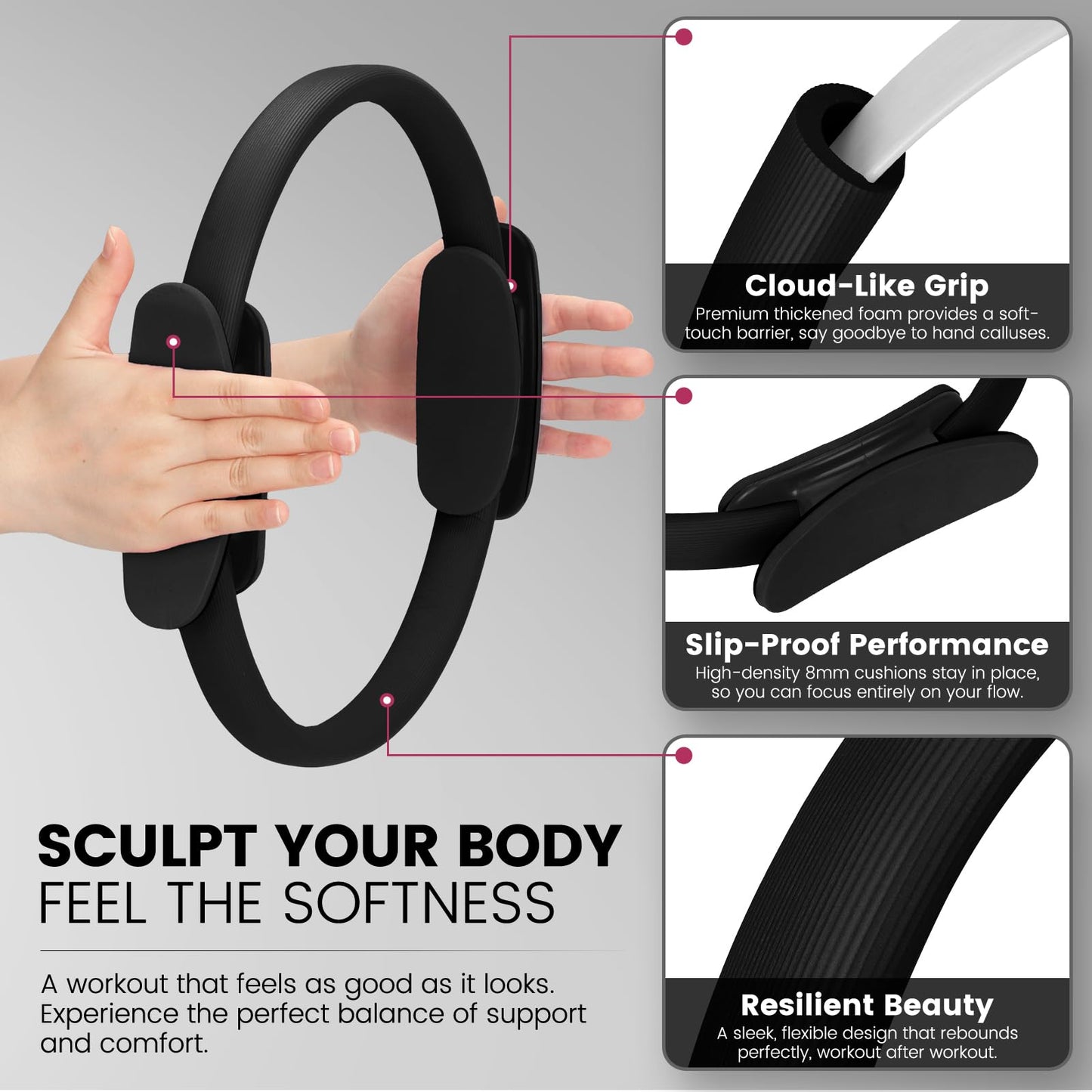 Pilates Kit for Women 13PCS, Pilates Ring and Ball Set with Magic Circle, Resistance Bands Set, Figure 8 Band, Yoga Ring & Grip Socks, Home Workout Equipment Essentials Starter Kit for Beginners