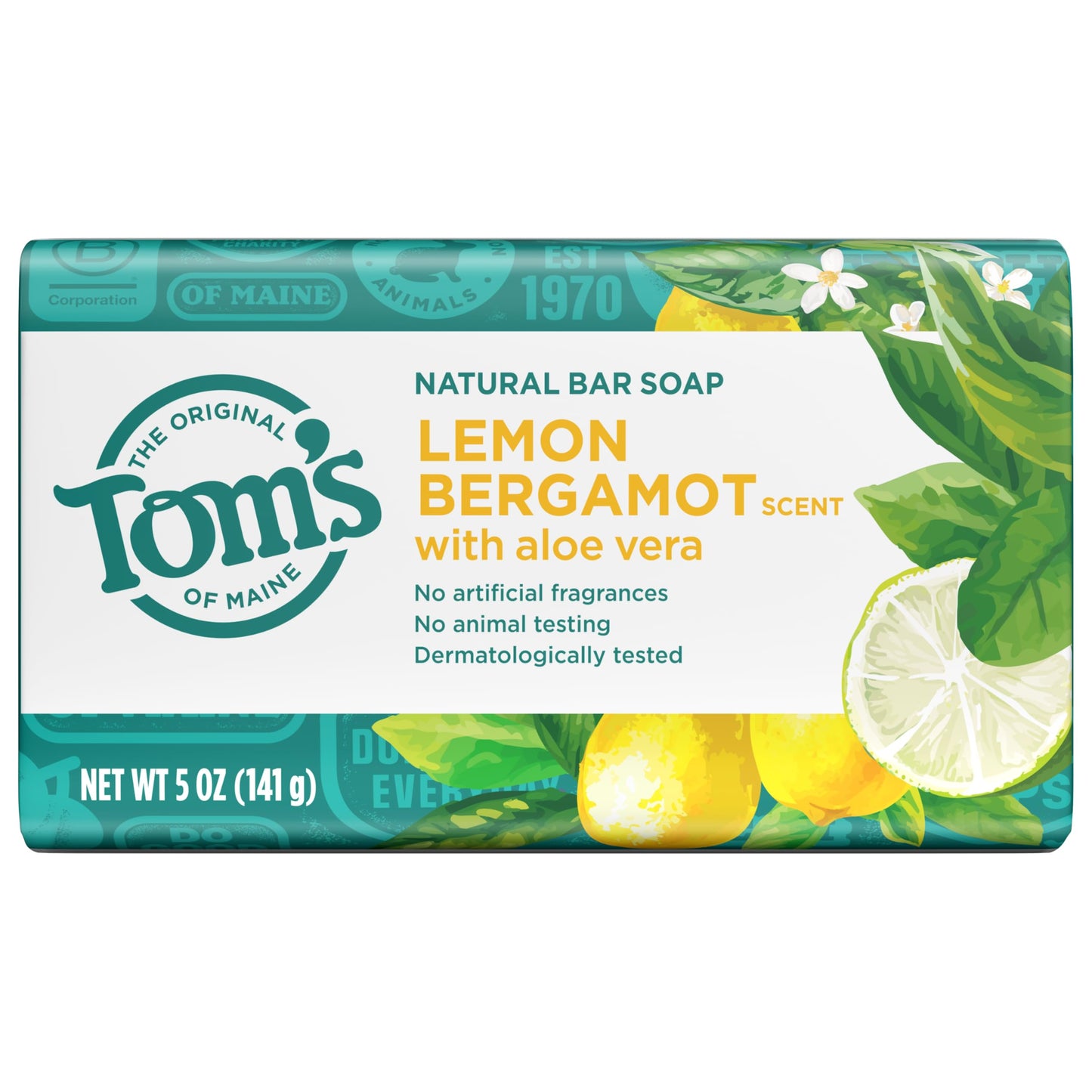 Tom’s of Maine Natural Beauty Bar Soap For Women and Men, Fragrance Free, Sensitive Skin, 5 oz Bar (Pack of 6)