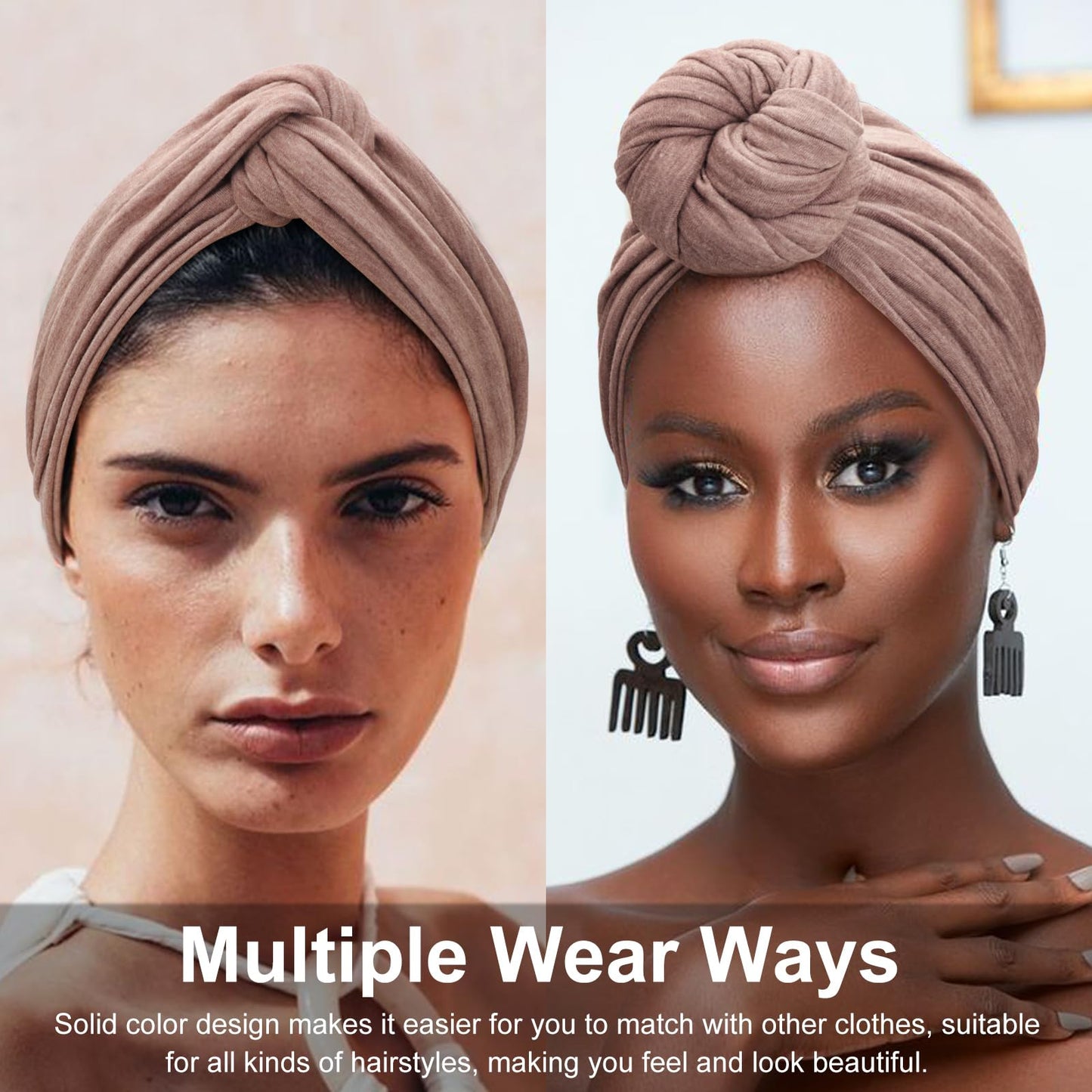 DRESHOW African Turban for Women Knotted Hairwraps for Sleeping Turban Headwraps Head Warmer Scarf for Black Women Chemo Cap