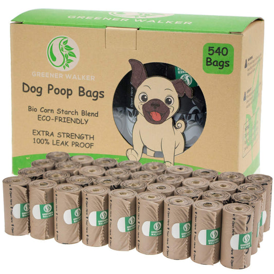 Greener Walker Poop Bags for Dog Waste-540 Bags,Extra Thick Strong 100% Leak Proof Dog Waste Bags (Green)