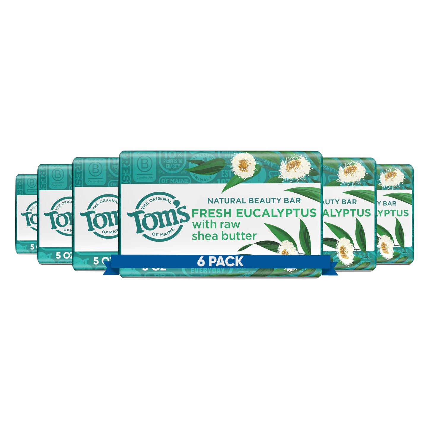 Tom’s of Maine Natural Beauty Bar Soap For Women and Men, Fragrance Free, Sensitive Skin, 5 oz Bar (Pack of 6)