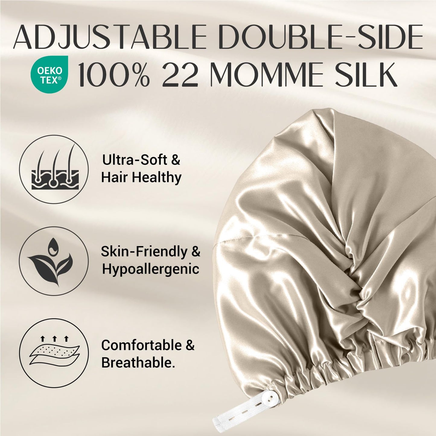 ZIMASILK 22 Momme 100% Mulberry Silk Bonnet for Sleeping & Women Hair Care, Highest Grade 6A Silk Hair wrap for Sleeping with Premium Elastic Stay On Head (1Pc, Pink)
