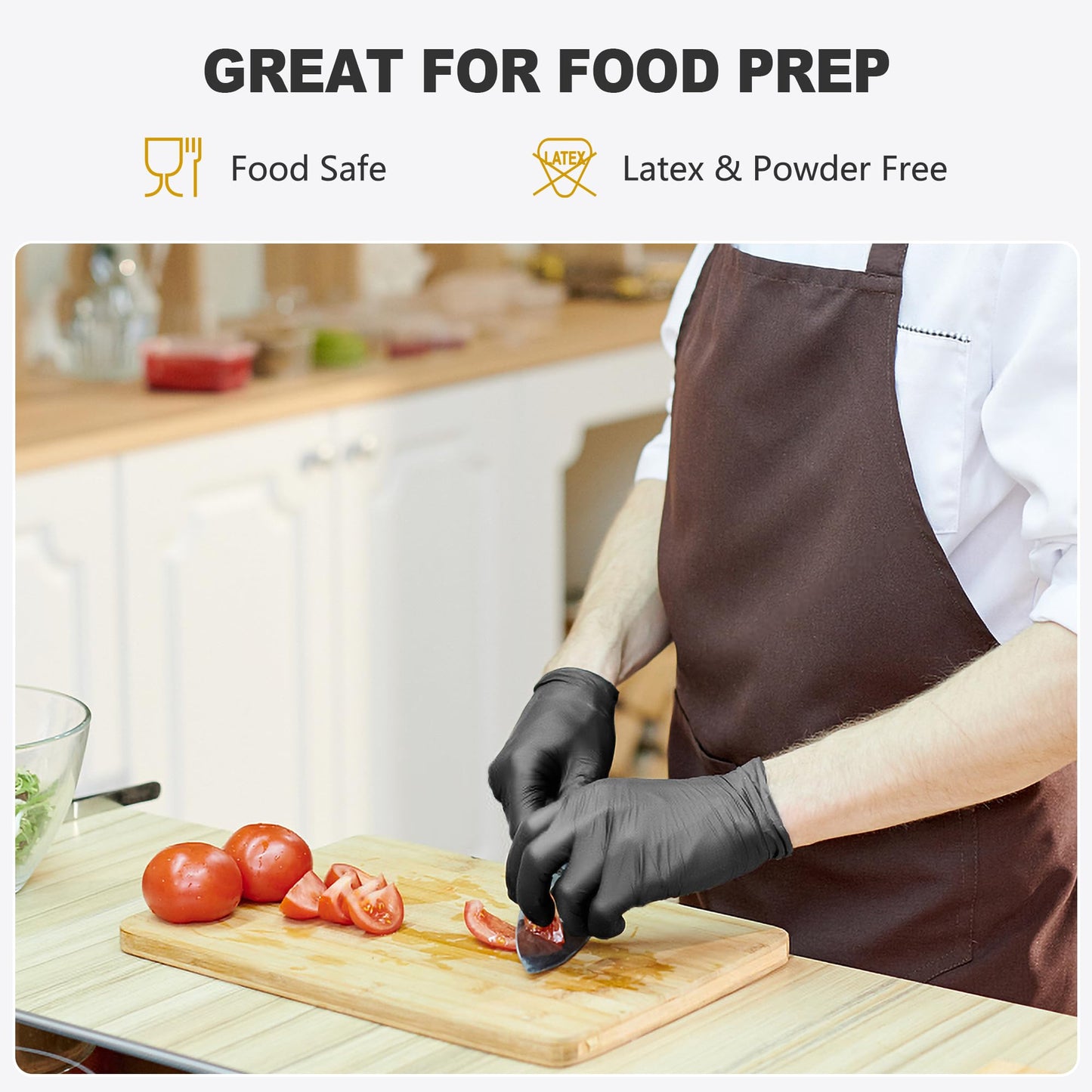 SWIFTLITE Black Vinyl Gloves, Food Grade Gloves Disposable Latex Free & Powder Free, Guantes for Cleaning Cooking Food Prep