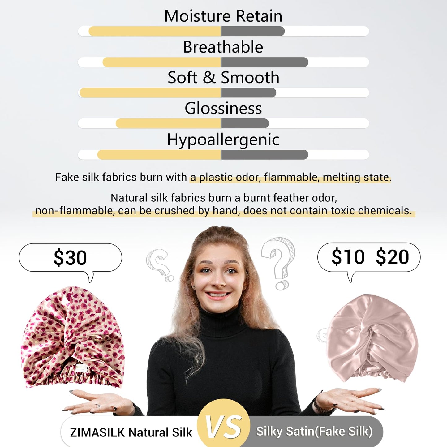ZIMASILK 22 Momme 100% Mulberry Silk Bonnet for Sleeping & Women Hair Care, Highest Grade 6A Silk Hair wrap for Sleeping with Premium Elastic Stay On Head (1Pc, Pink)