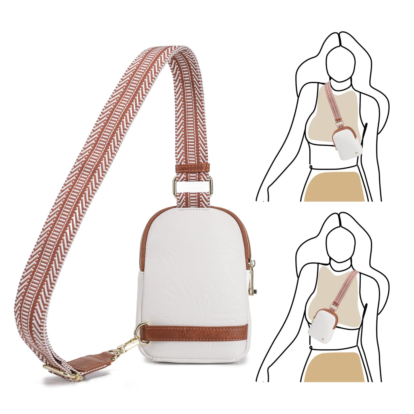 INICAT Anti Theft Crossbody Bag for Women, Small RFID Blocking Sling Purse with Zipper Lock for Travel, Vegan Leather