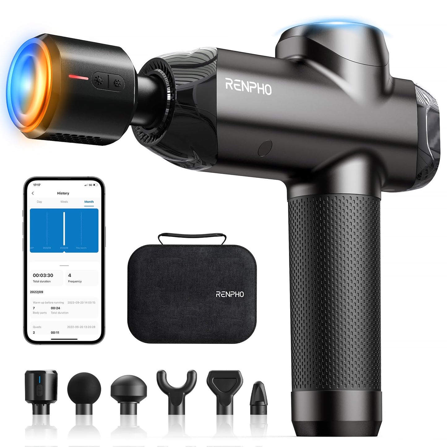 RENPHO Active Thermacool 2 Massage Gun with Heat and Cold, [2026 Upgraded] Handheld Percussion Deep Tissue Neck Back Muscle Massager, FSA Approved Gifts for Men Him Athletes Women Her HSA