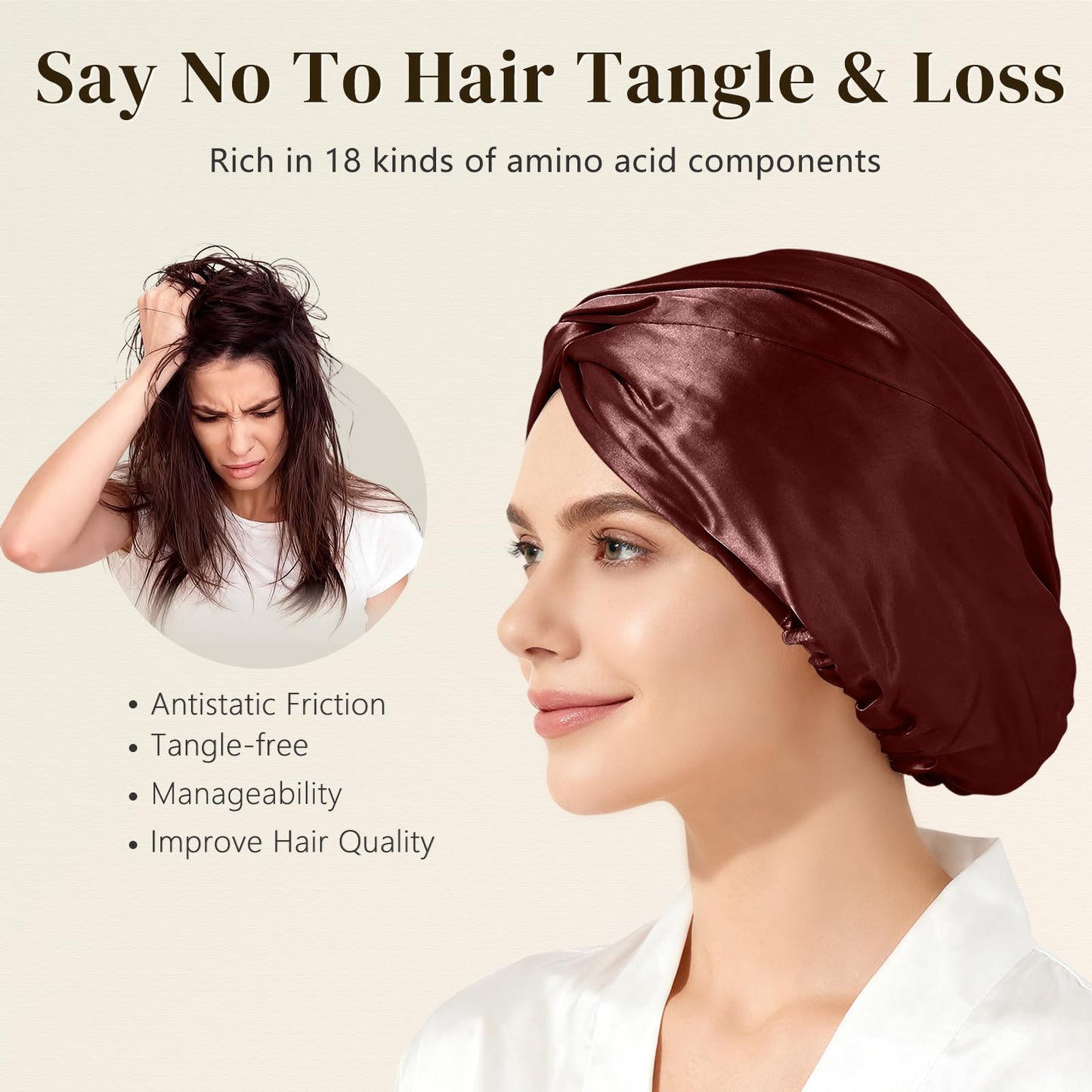ZIMASILK 22 Momme 100% Mulberry Silk Bonnet for Sleeping & Women Hair Care, Highest Grade 6A Silk Hair wrap for Sleeping with Premium Elastic Stay On Head (1Pc, Pink)