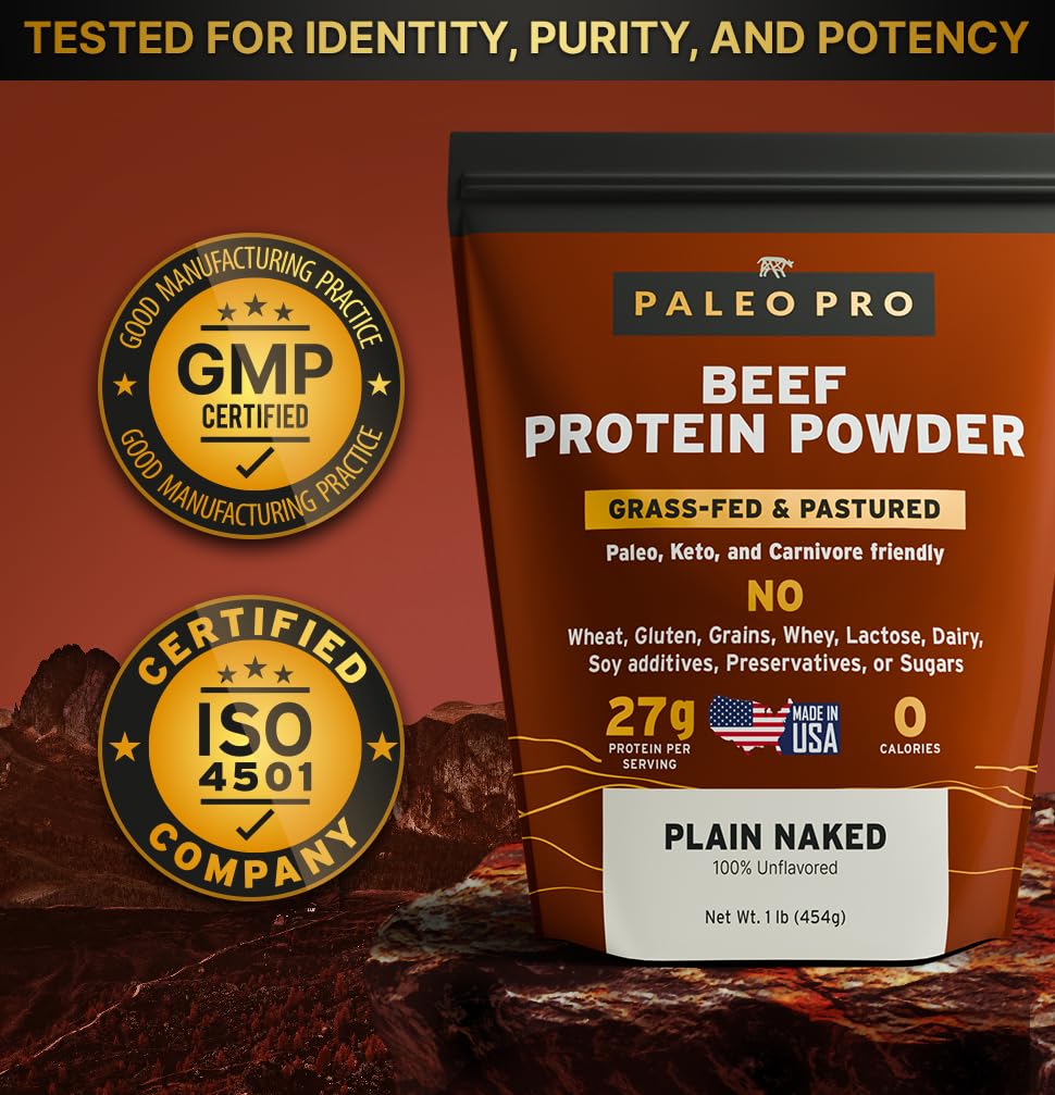 Paleo Pro Beef Protein Powder - Grass Fed Protein Powder Isolate - Pure Animal Based Pastured & Cage-Free | Dairy & Gluten Free, Natural and Clean Proteins for Paleo & Keto - 15 Days Supply (Cacao)