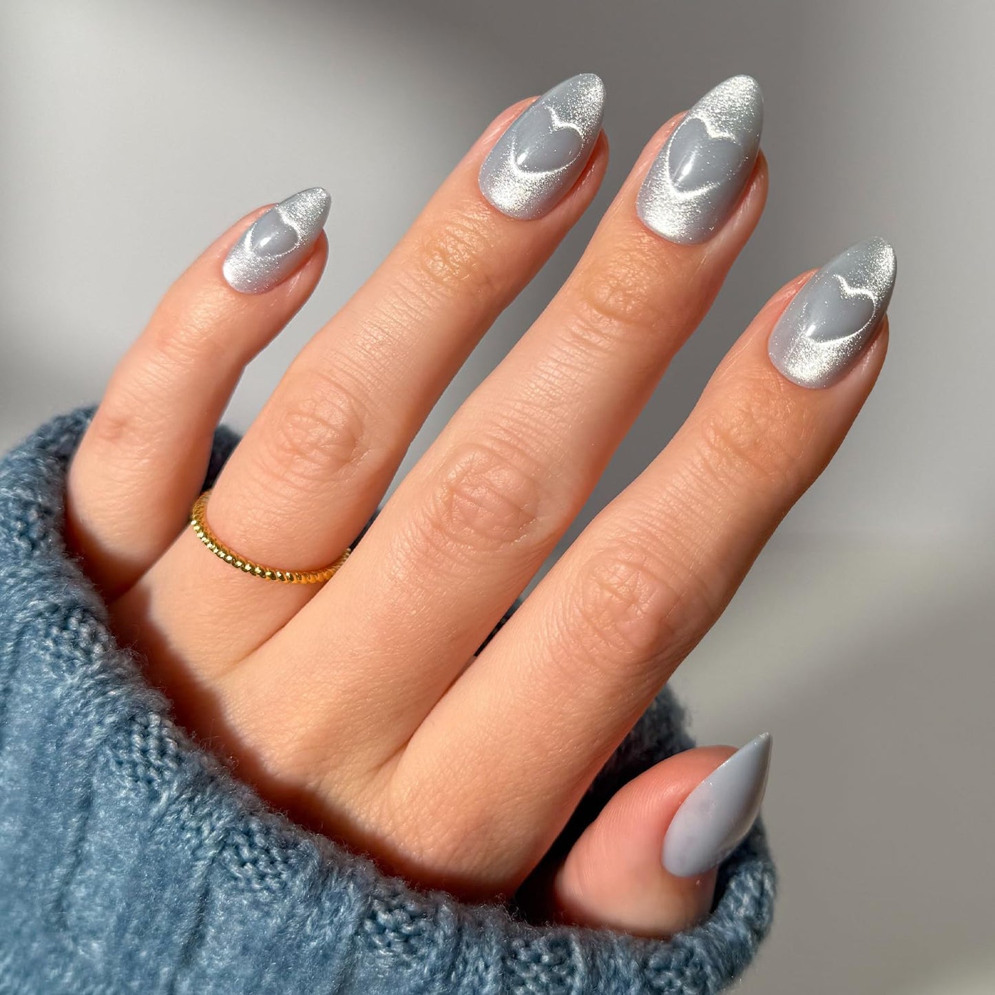 Glamnetic Press On Nails - All Time Love Spring Nails | Glossy, Semi-Transparent, Short Almond French Tip Fake Nails with Leaf Accents, Salon Quality | 15 Sizes - 30 Nail Kit with Glue