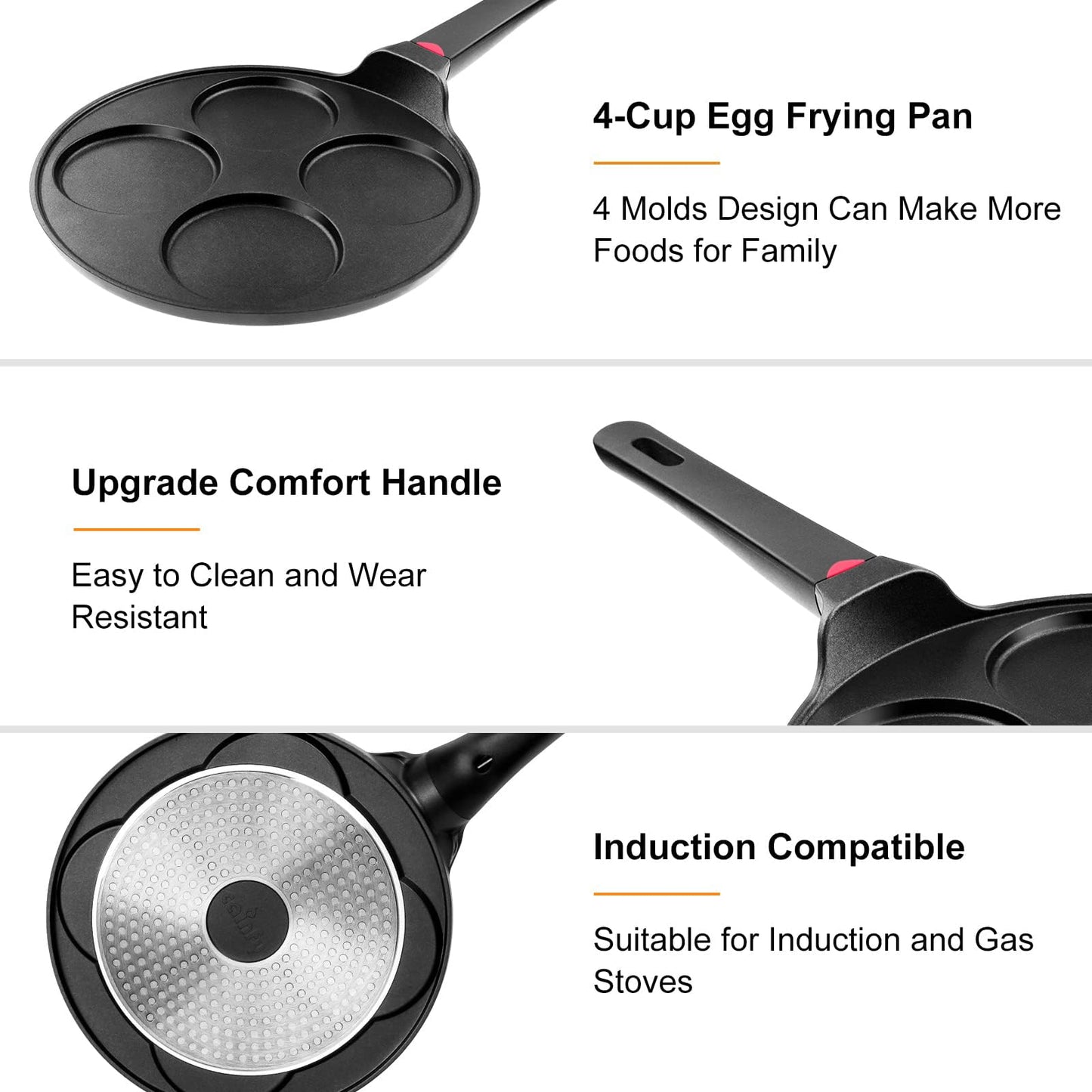 Pancake Pan Maker Nonstick Induction Compatible, 10.5 Inch Mini Non Stick Silver Dollar Grill Blini Griddle Crepe Pan,7 Molds Cake Egg Cooker Skillet for Kids Gifts