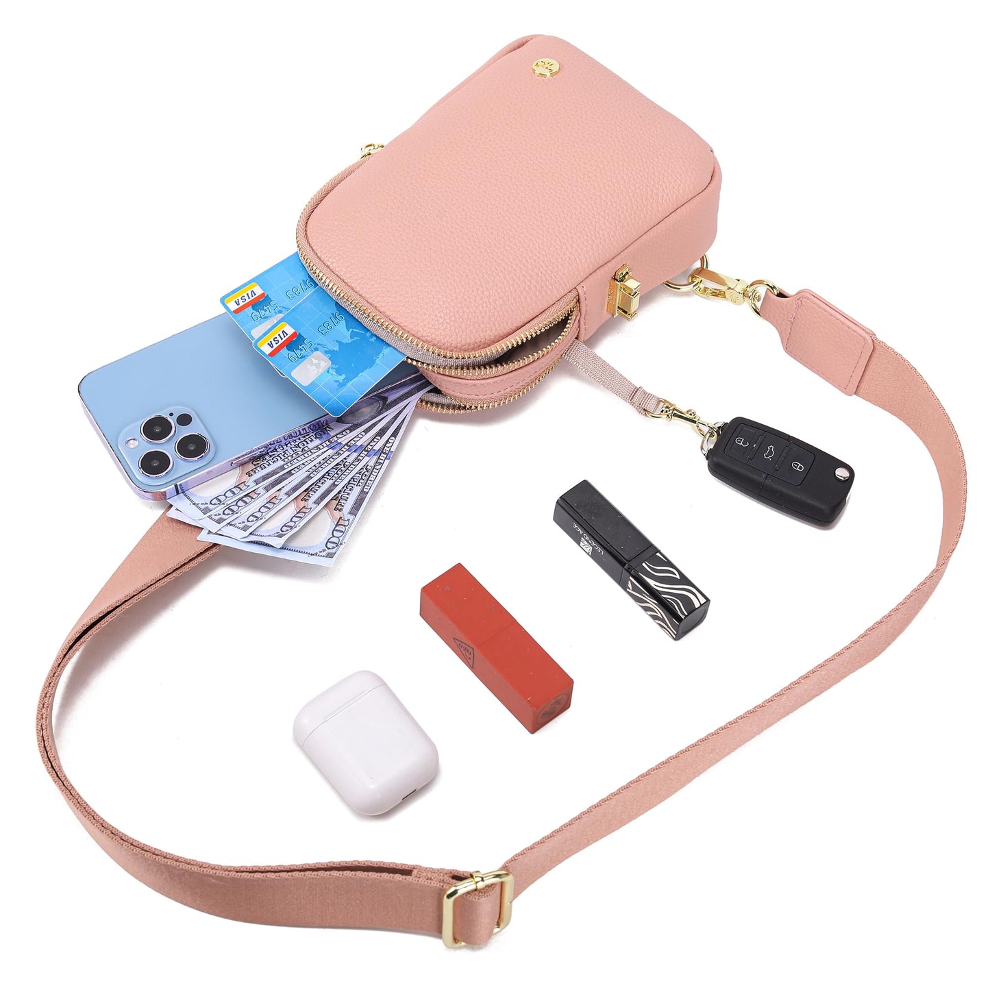 INICAT Anti Theft Crossbody Bag for Women, Small RFID Blocking Sling Purse with Zipper Lock for Travel, Vegan Leather