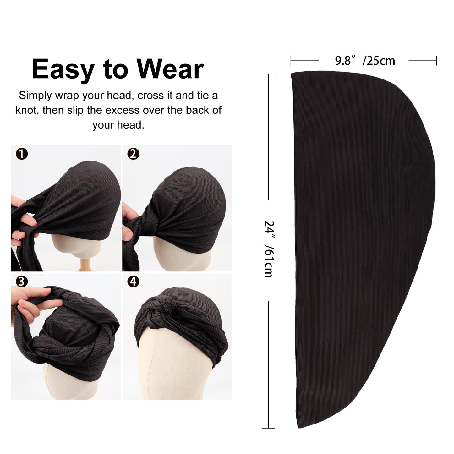 DRESHOW African Turban for Women Knotted Hairwraps for Sleeping Turban Headwraps Head Warmer Scarf for Black Women Chemo Cap