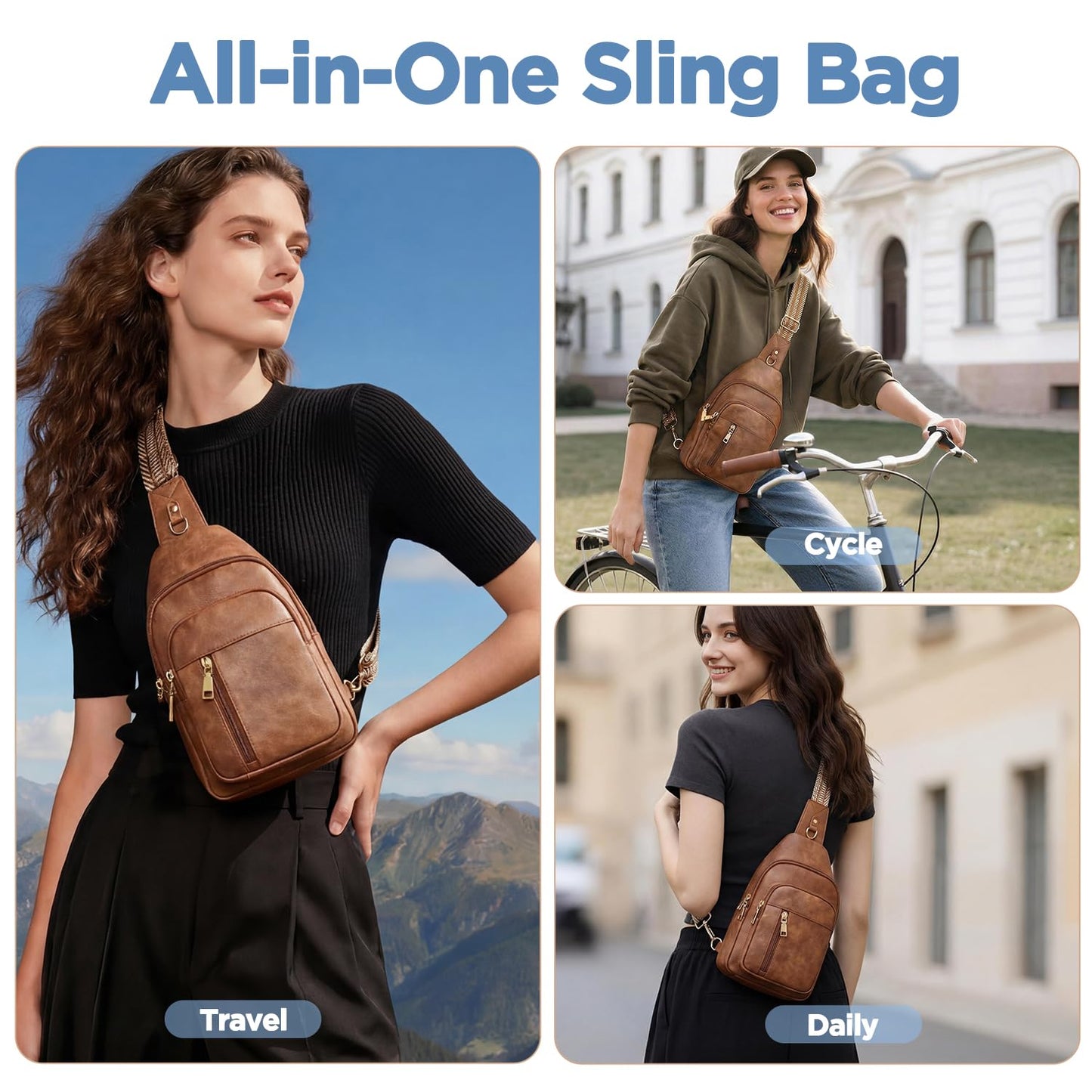 Anti Theft Crossbody Bags for Women RFID Sling Bag, Vegan Leather Cross Body Travel Purse for Women Men