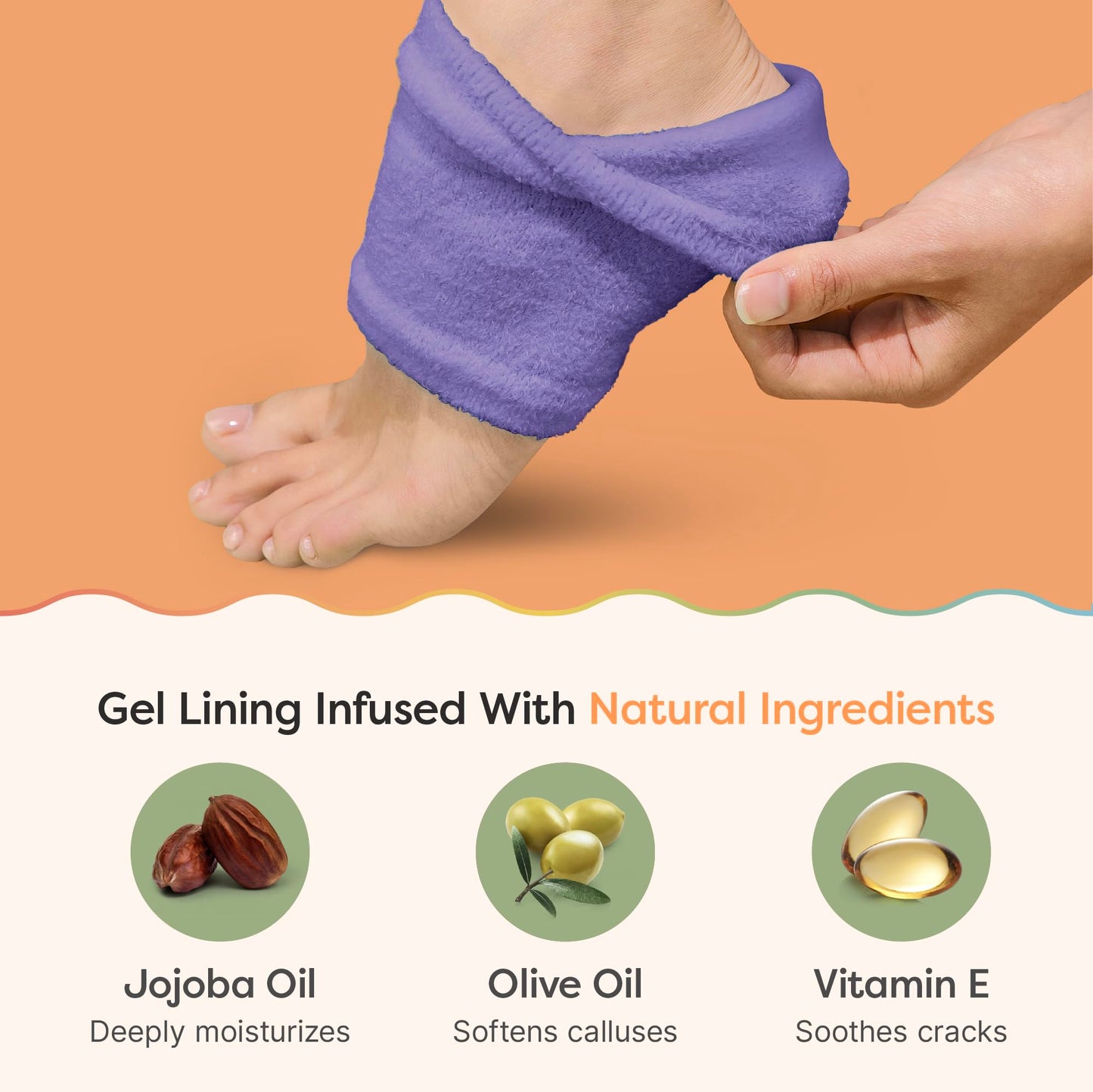 ZenToes Moisturizing Socks for Cracked Heel Treatment, Vitamin E, Olive Oil and Jojoba Oil Infused Heel Socks, Spa Gifts for Women, Relaxation Gifts for Women (Fuzzy Lilac Purple, Regular)