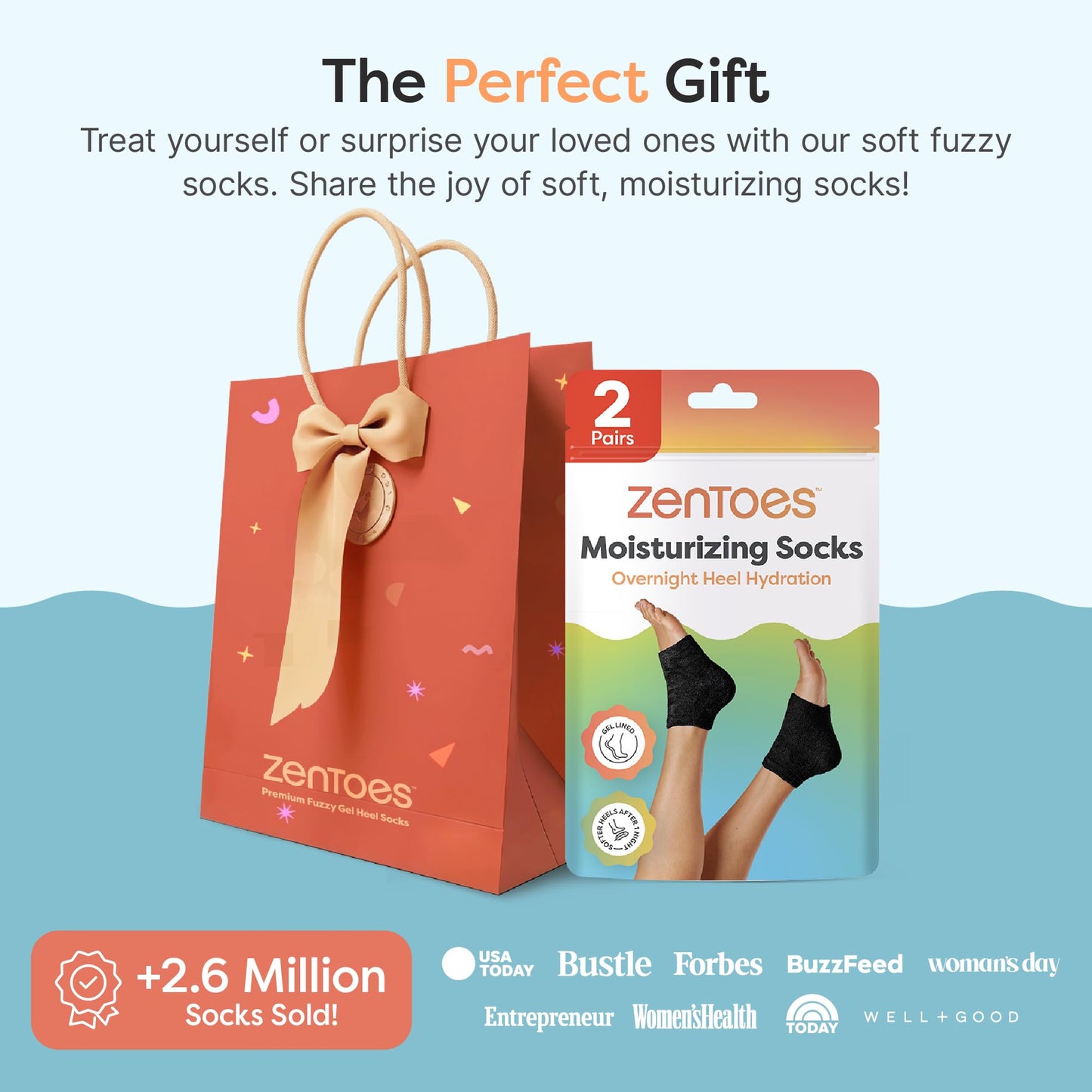 ZenToes Moisturizing Socks for Cracked Heel Treatment, Vitamin E, Olive Oil and Jojoba Oil Infused Heel Socks, Spa Gifts for Women, Relaxation Gifts for Women (Fuzzy Lilac Purple, Regular)