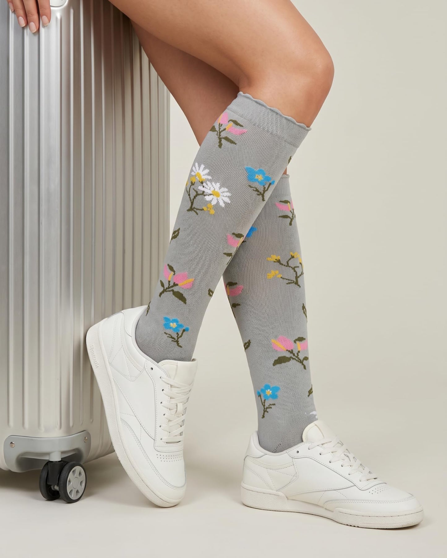 Jeasona Bamboo Viscose Compression Socks for Women 15-20 mmHg 3 Pack Cute Socks for Travel Nurses Pregnancy Daily Wear