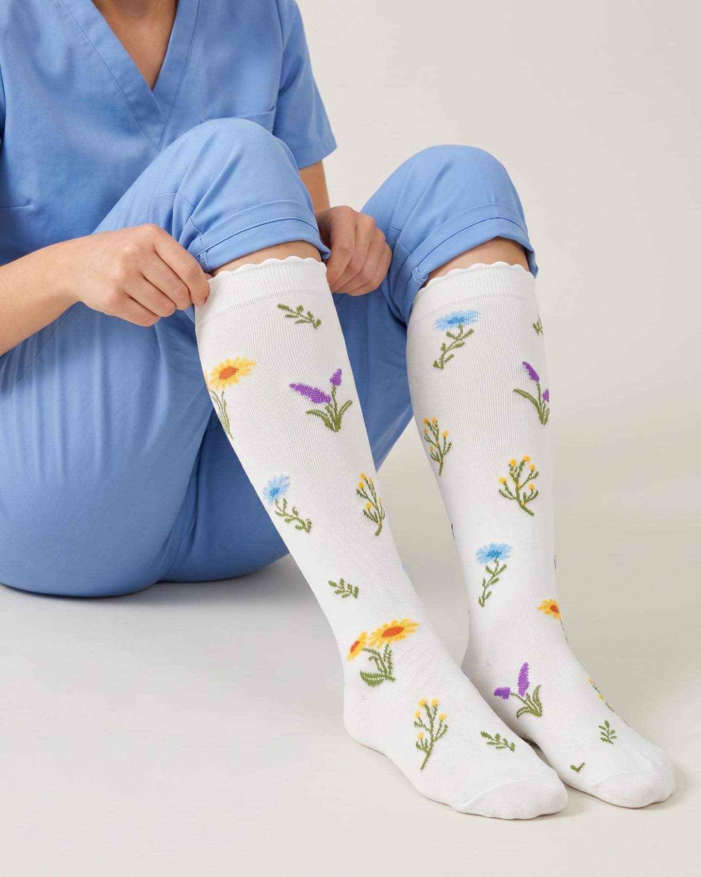 Jeasona Bamboo Viscose Compression Socks for Women 15-20 mmHg 3 Pack Cute Socks for Travel Nurses Pregnancy Daily Wear