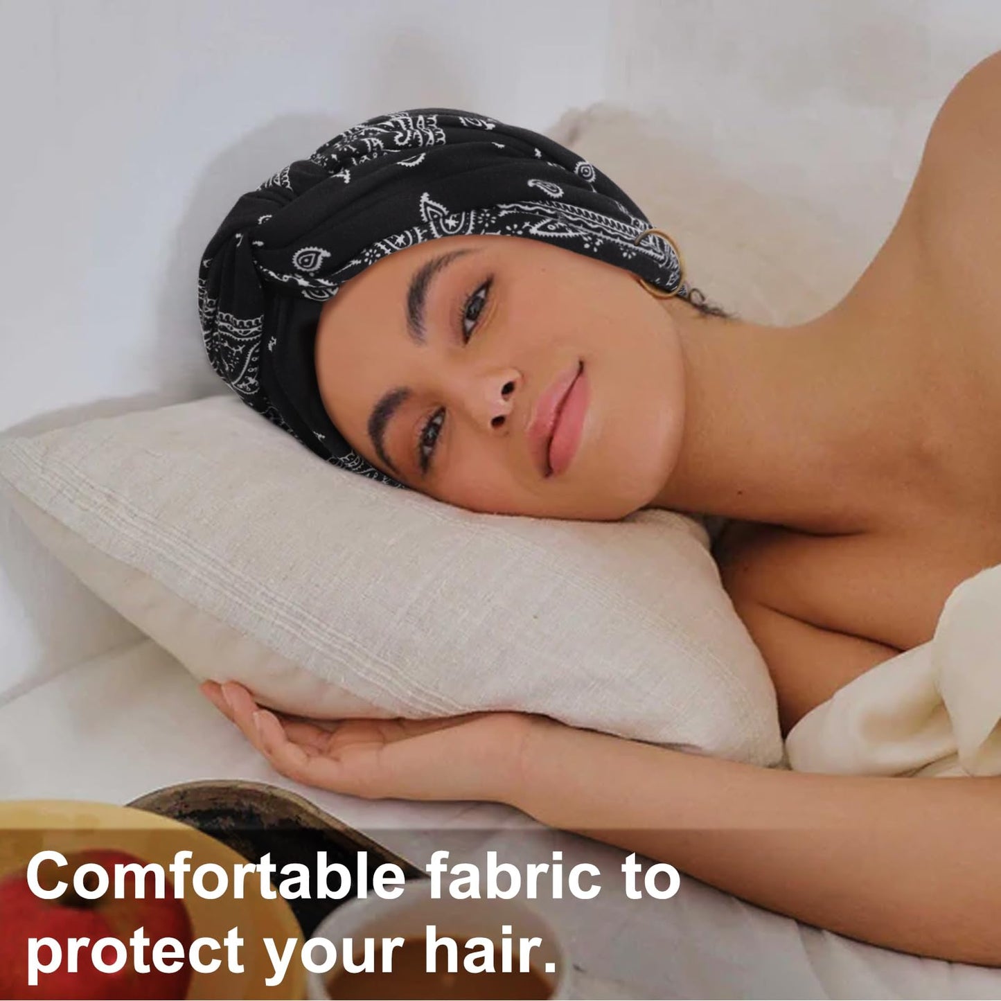 DRESHOW African Turban for Women Knotted Hairwraps for Sleeping Turban Headwraps Head Warmer Scarf for Black Women Chemo Cap