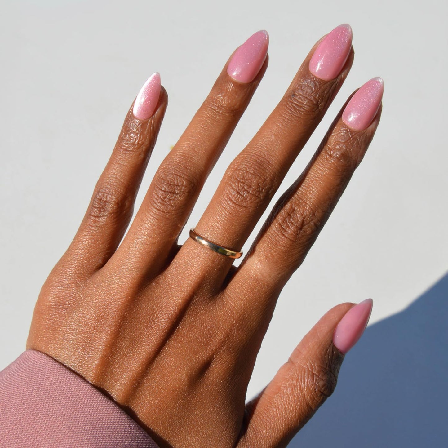 Glamnetic Press On Nails - All Time Love Spring Nails | Glossy, Semi-Transparent, Short Almond French Tip Fake Nails with Leaf Accents, Salon Quality | 15 Sizes - 30 Nail Kit with Glue