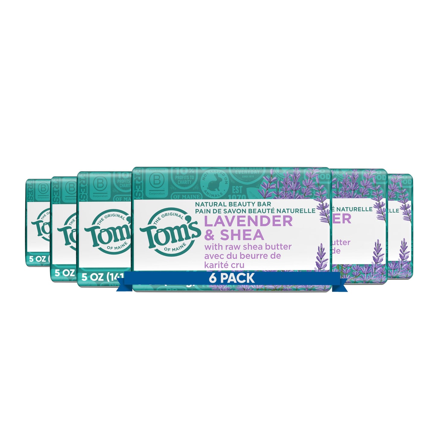 Tom’s of Maine Natural Beauty Bar Soap For Women and Men, Fragrance Free, Sensitive Skin, 5 oz Bar (Pack of 6)